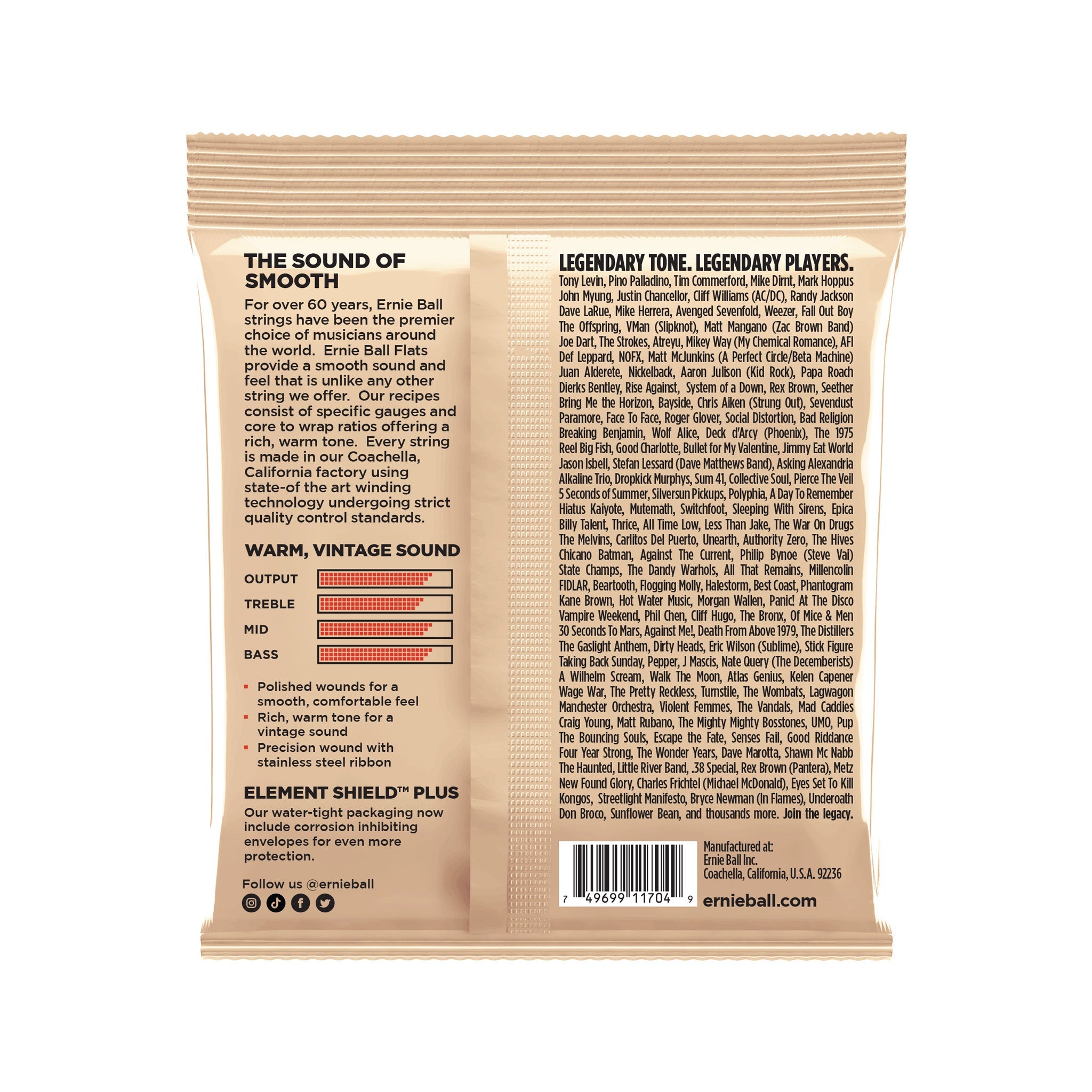 Ernie Ball Flatwound Group 2.5 Electric Bass Strings, 45-105