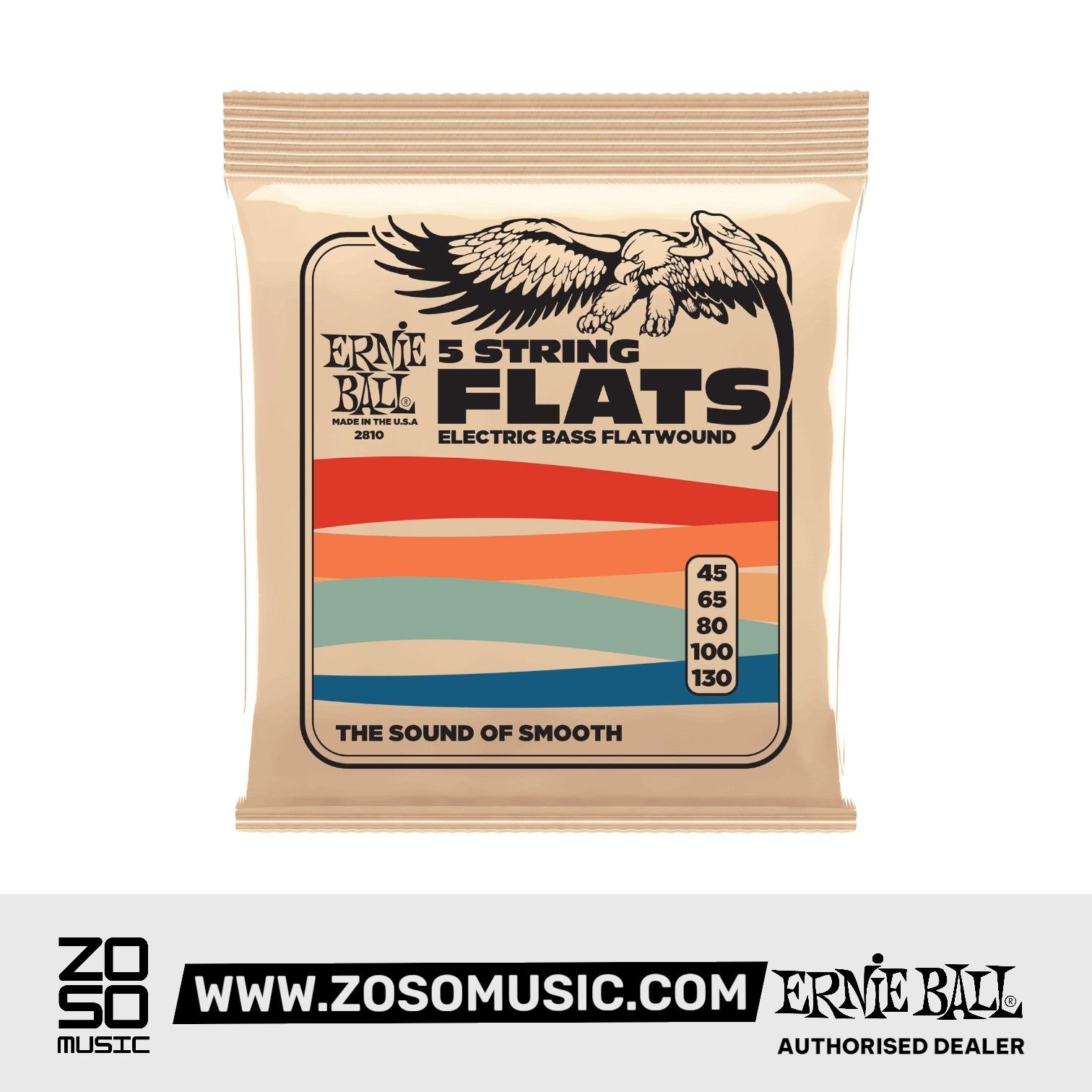 Ernie Ball Flatwound 5-String Electric Bass Strings, 45-130 | Zoso Music Sdn Bhd