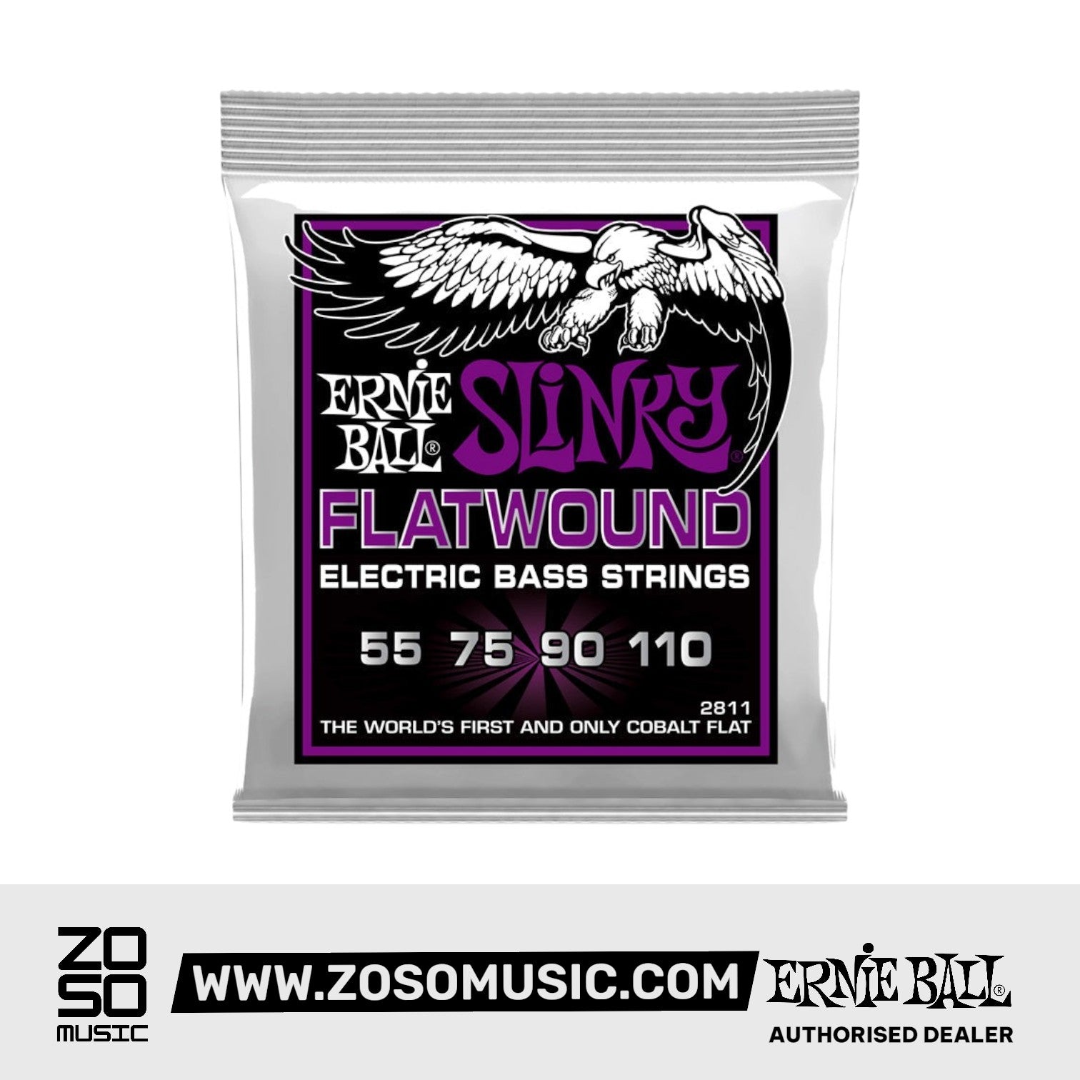 Ernie Ball Power Slinky Flatwound Electric Bass Strings, 55-110 | Zoso Music Sdn Bhd