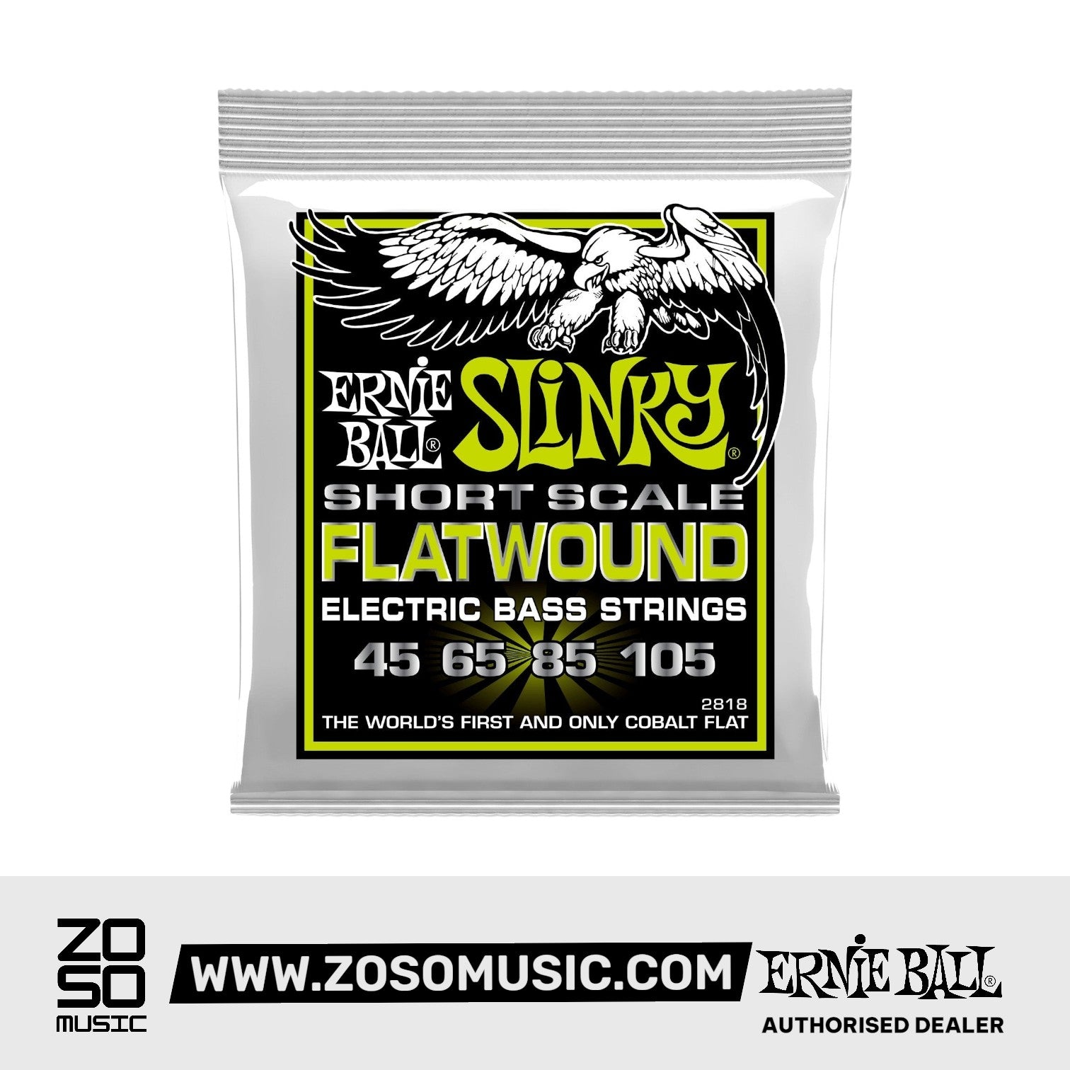 Ernie Ball Regular Slinky Flatwound Short Scale Electric Bass Strings, 45-105 | Zoso Music Sdn Bhd