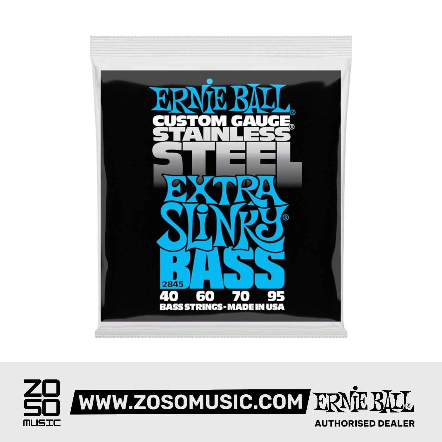 Ernie Ball Extra Slinky Stainless Steel Electric Bass Strings, 40-95 | Zoso Music Sdn Bhd