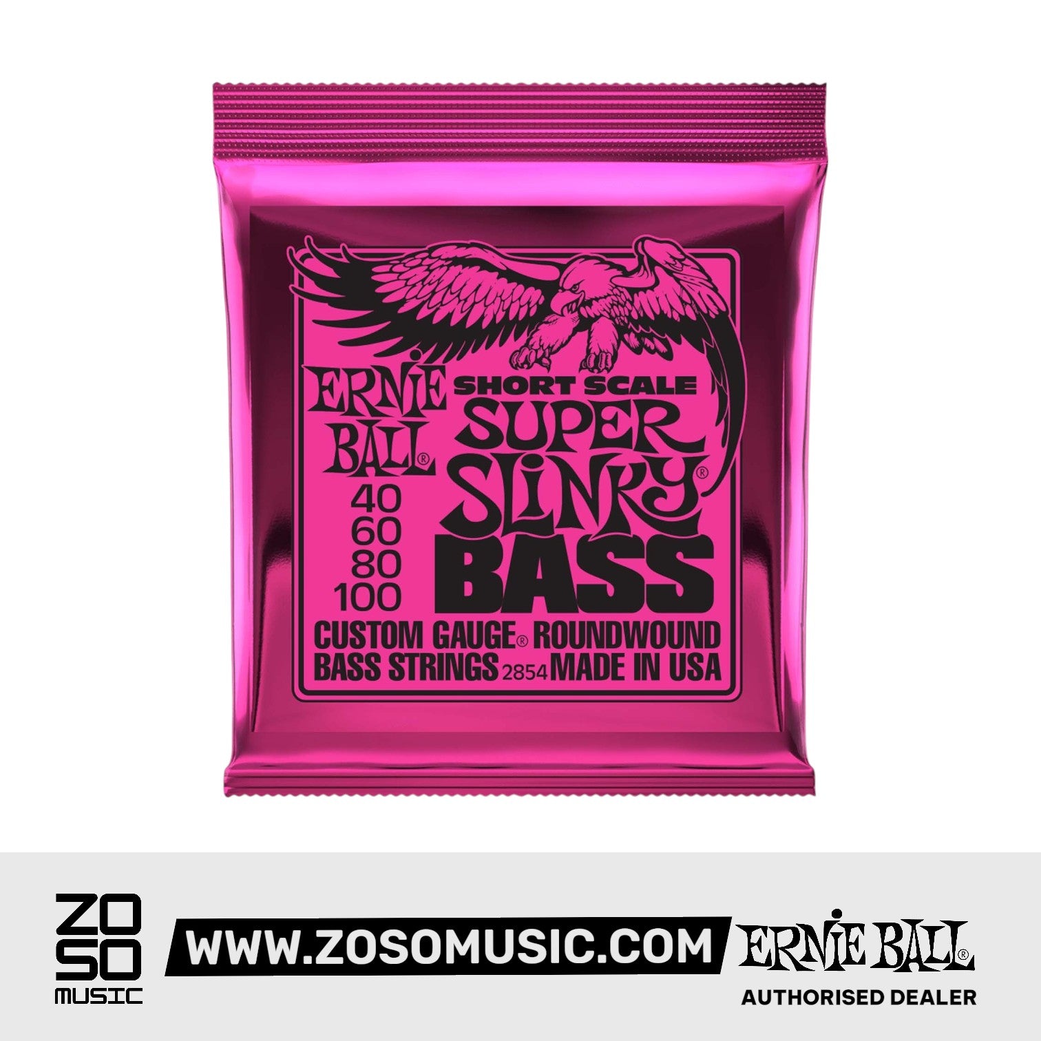 Ernie Ball Super Slinky Nickel Wound Short Scale Bass Strings, 40-100 | Zoso Music Sdn Bhd