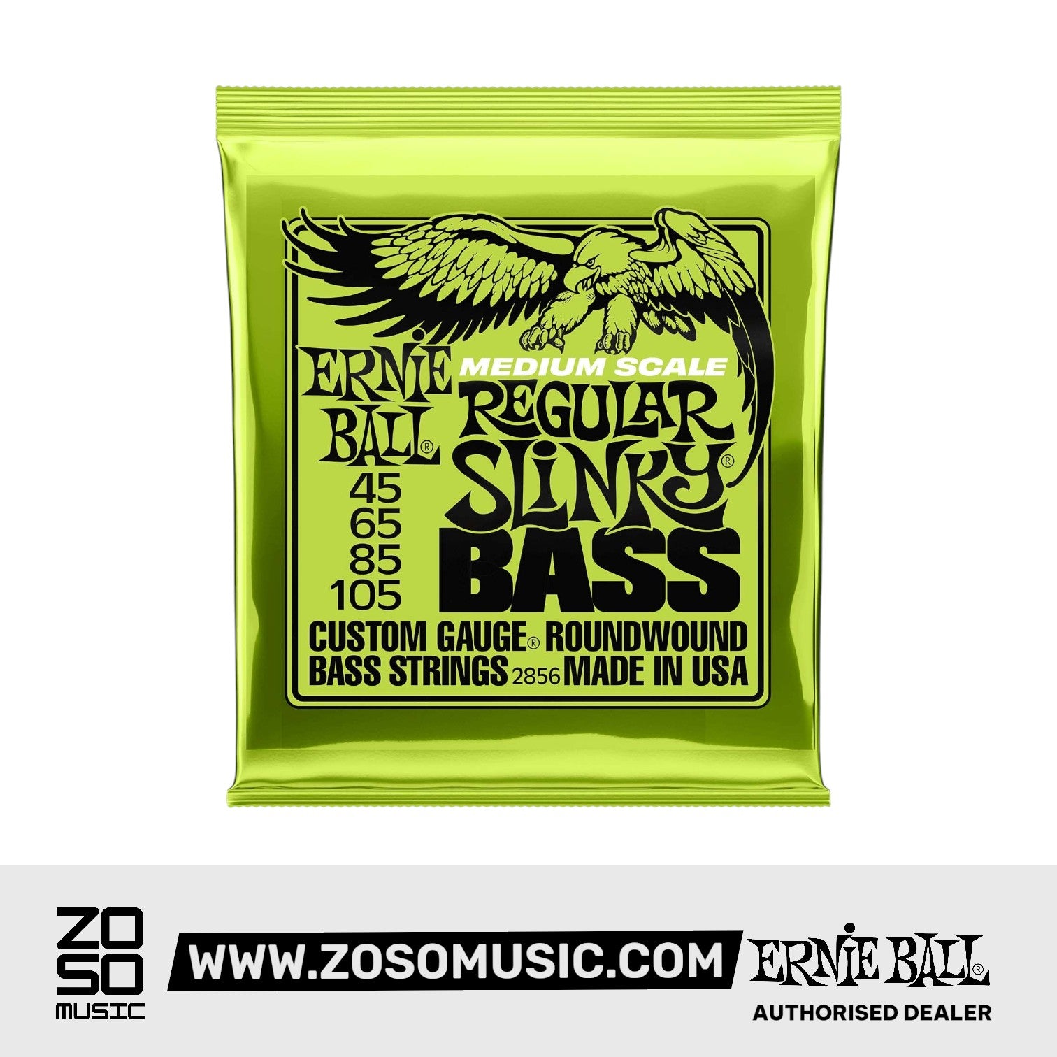 Ernie Ball Regular Slinky Nickel Wound Medium Scale Bass Strings, 45-105 | Zoso Music Sdn Bhd