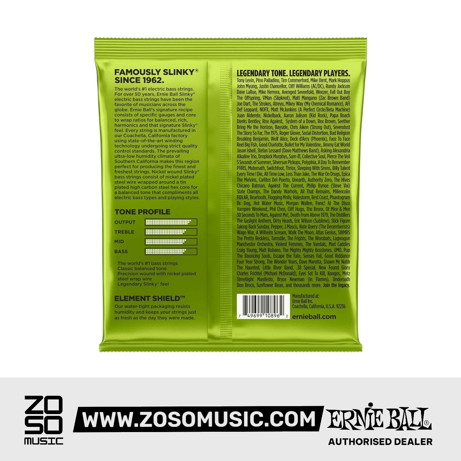 Ernie Ball Regular Slinky Nickel Wound Medium Scale Bass Strings, 45-105 |  ERNIE BALL |  STRINGS-BASS GUITAR |  Zoso Music