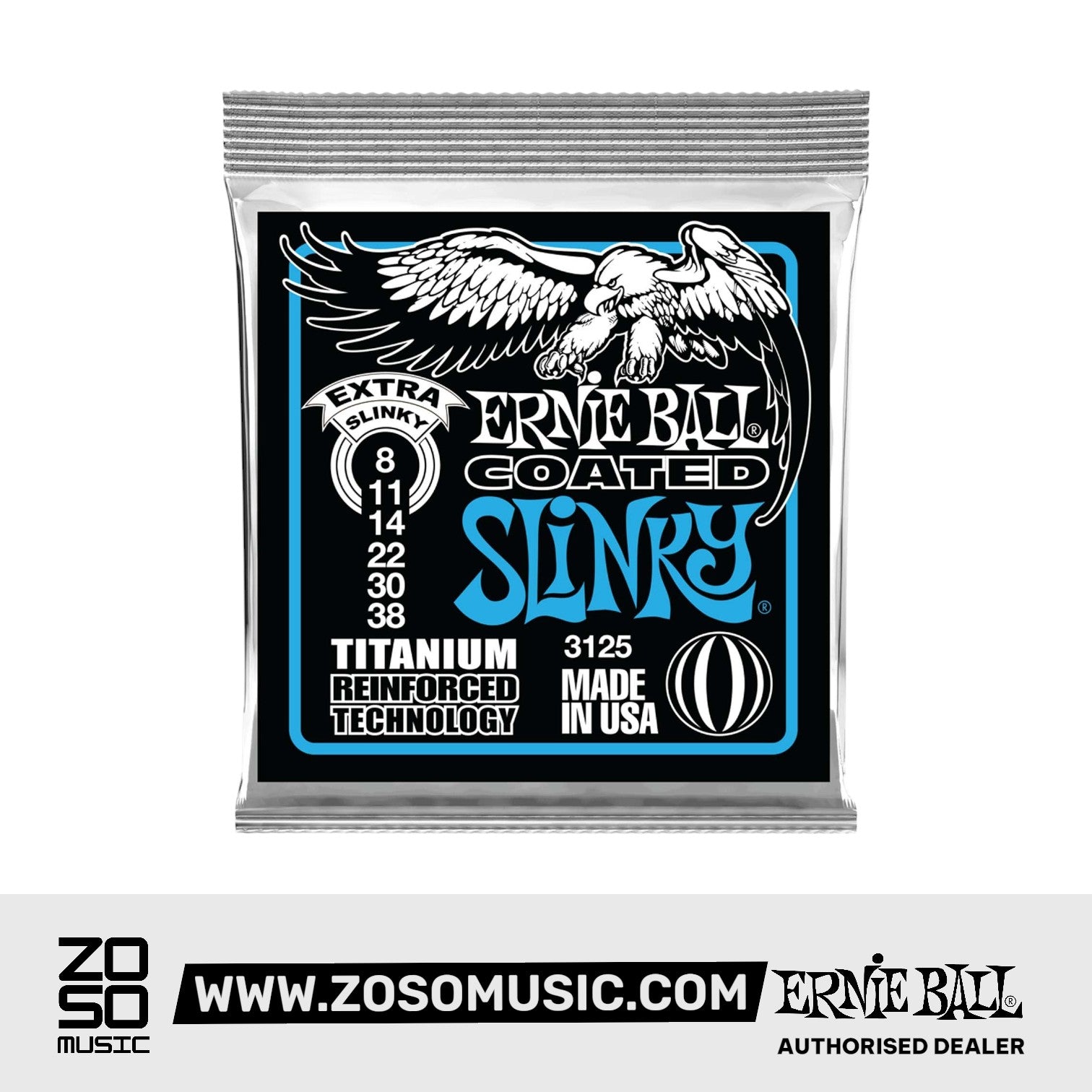Ernie Ball Extra Slinky Titanium RPS Coated Electric Guitar Strings, 8-38 | Zoso Music Sdn Bhd