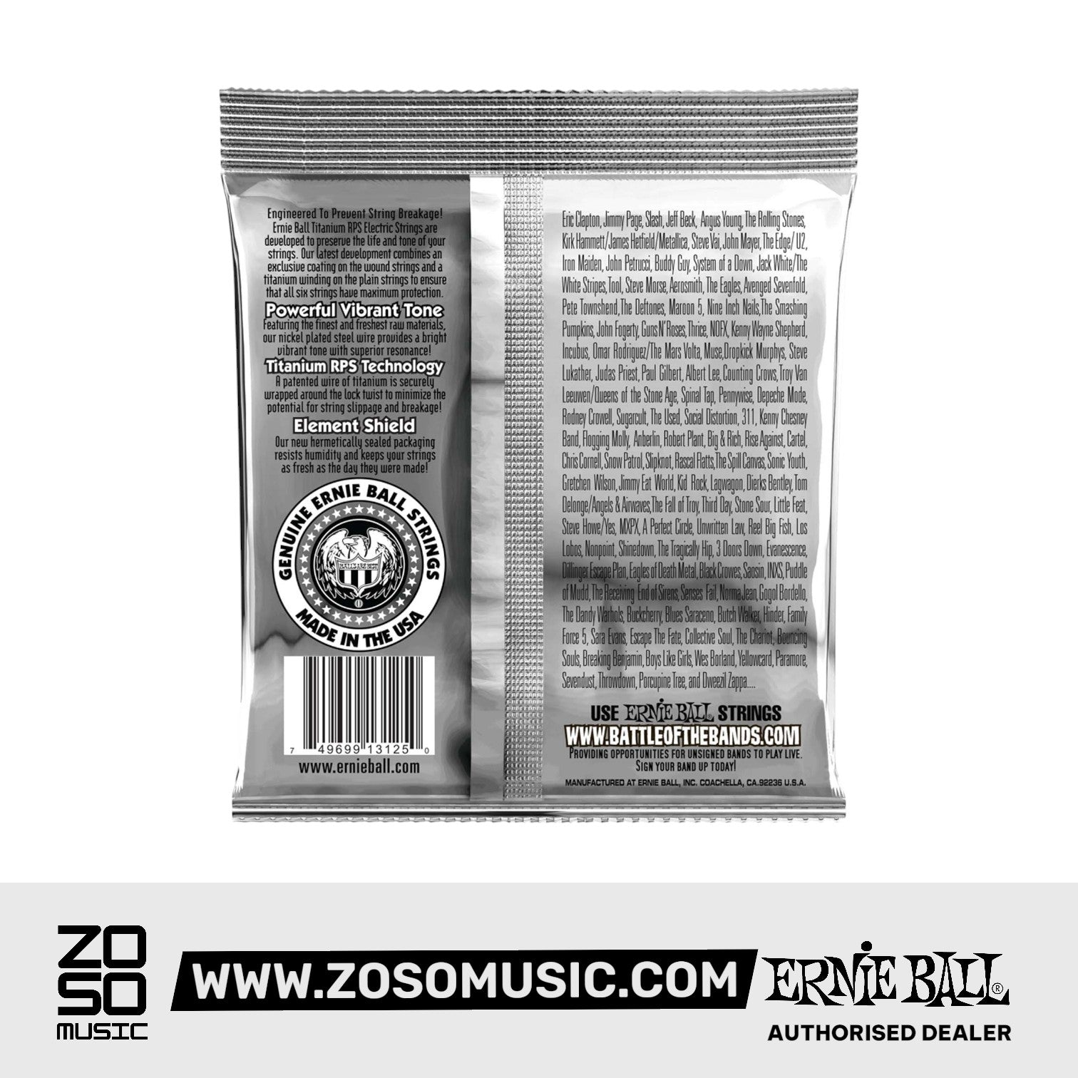 Ernie Ball Extra Slinky Titanium RPS Coated Electric Guitar Strings, 8-38 |  ERNIE BALL |  STRINGS-ELECTRIC GUITAR |  Zoso Music