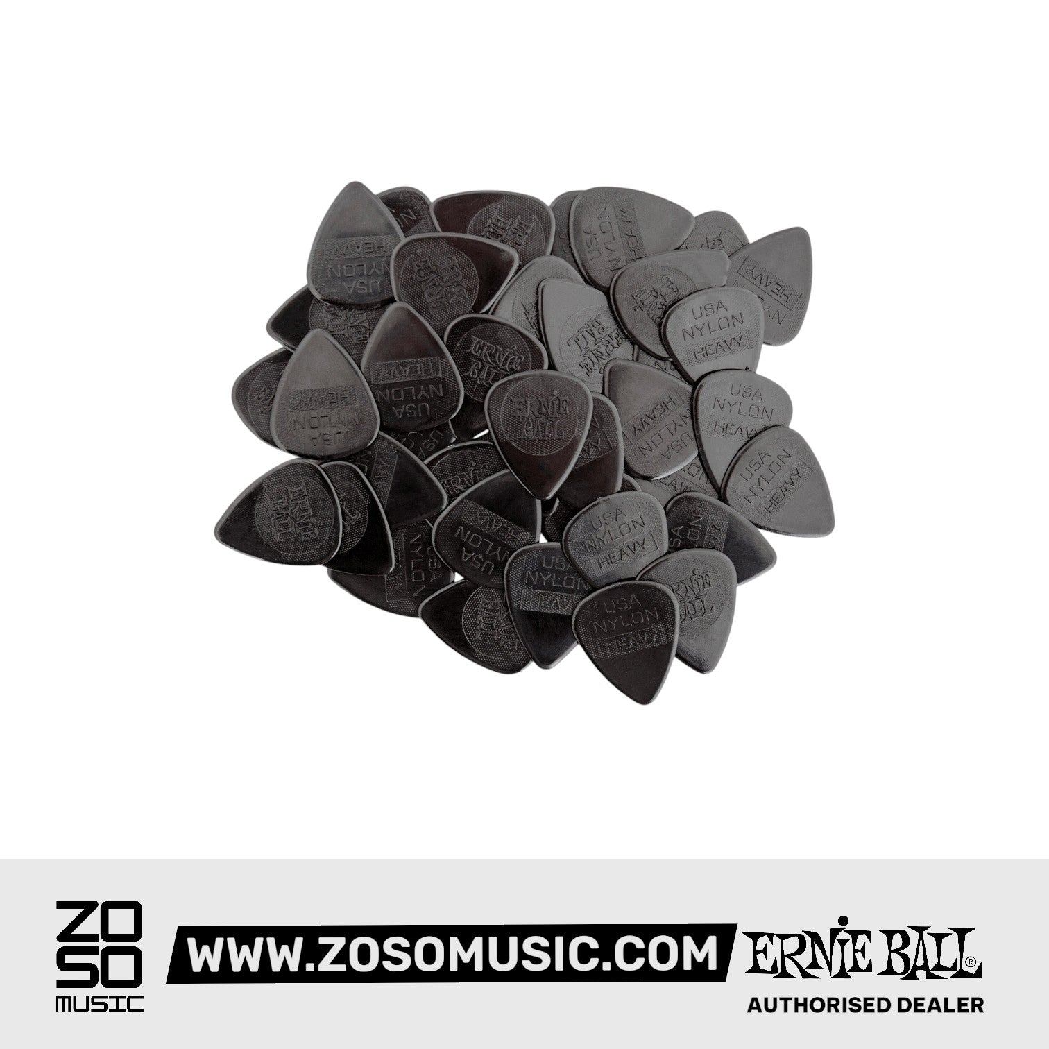 Ernie Ball P09137 0.97mm Nylon Heavy Guitar Picks, Pack of 12, Black