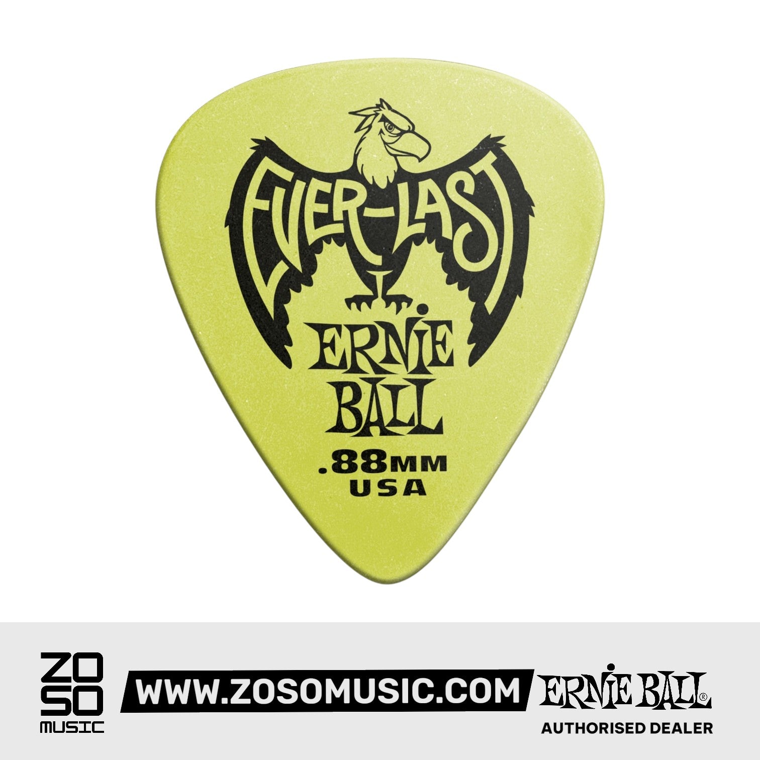 Ernie Ball Everlast Delrin .88mm Guitar Picks, Green, 12-Pack