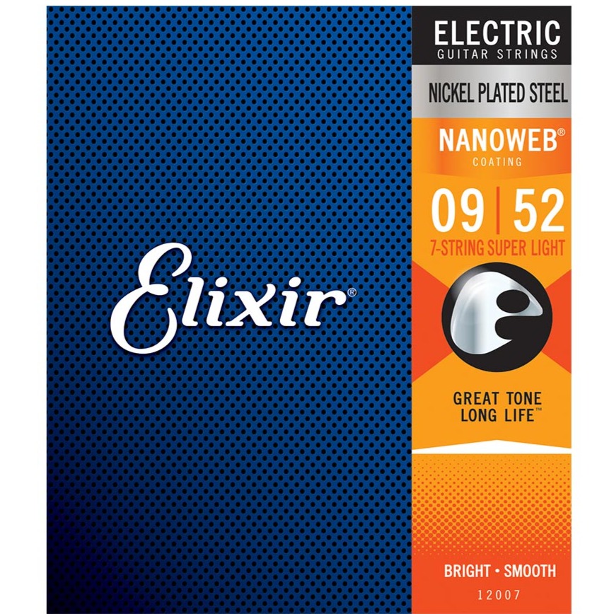 Elixir 12007 Nanoweb Super Light 7-String Electric Guitar Strings Zoso Music