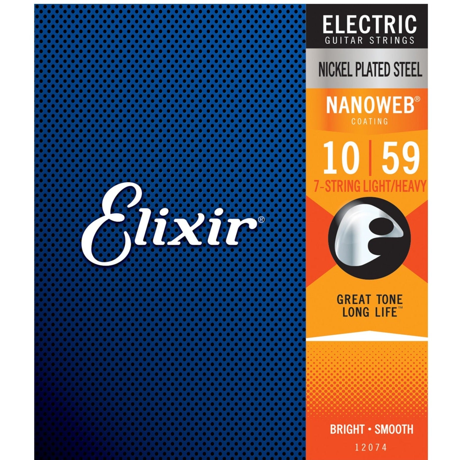 Elixir 12074 Nanoweb Light-Heavy 7-String Electric Guitar Strings Zoso Music