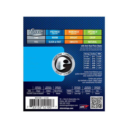 Elixir 12100 Polyweb Medium Electric Guitar Strings Zoso Music 