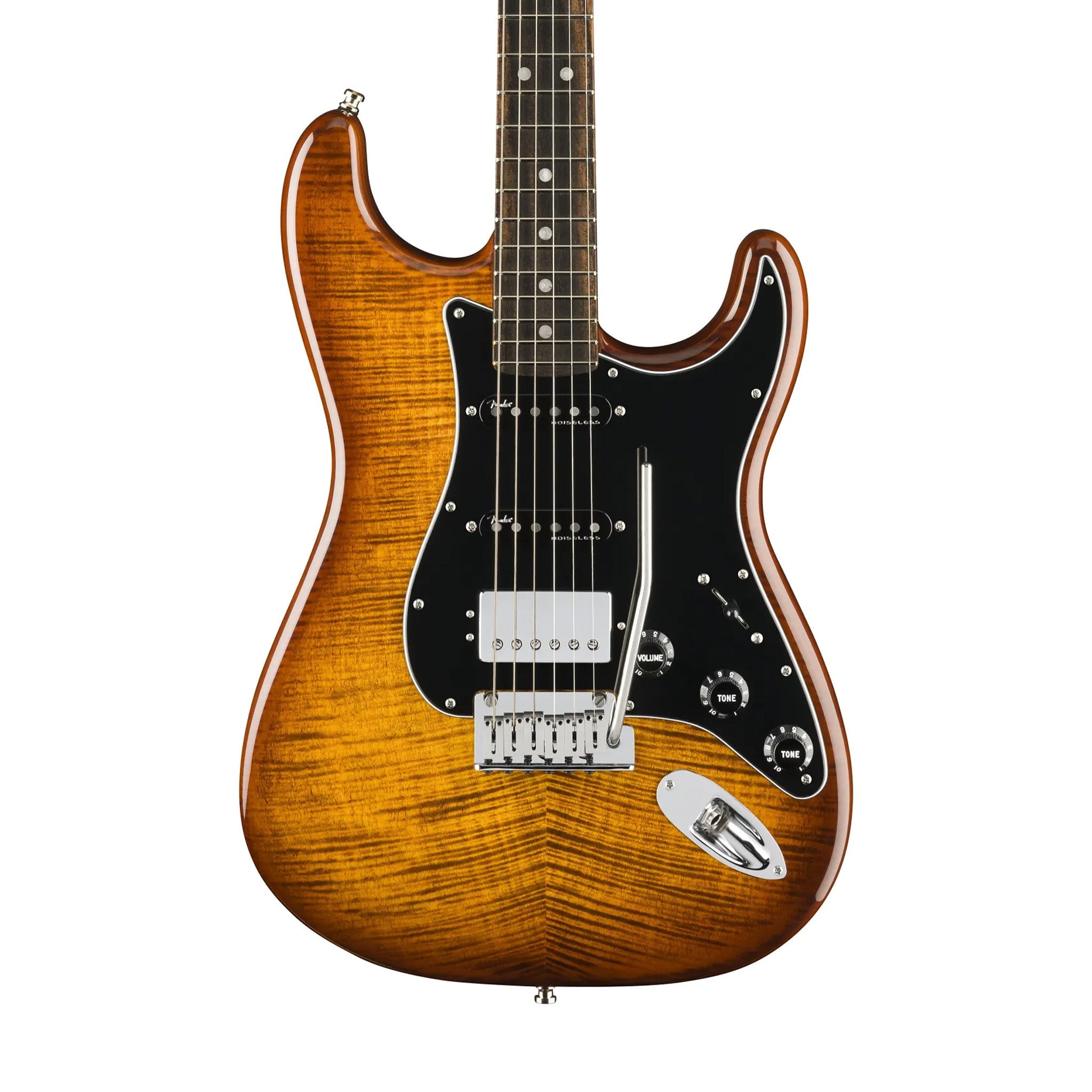 Fender FSR American Ultra HSS Stratocaster Electric Guitar, Ebony FB, Tiger | Zoso Music Sdn Bhd