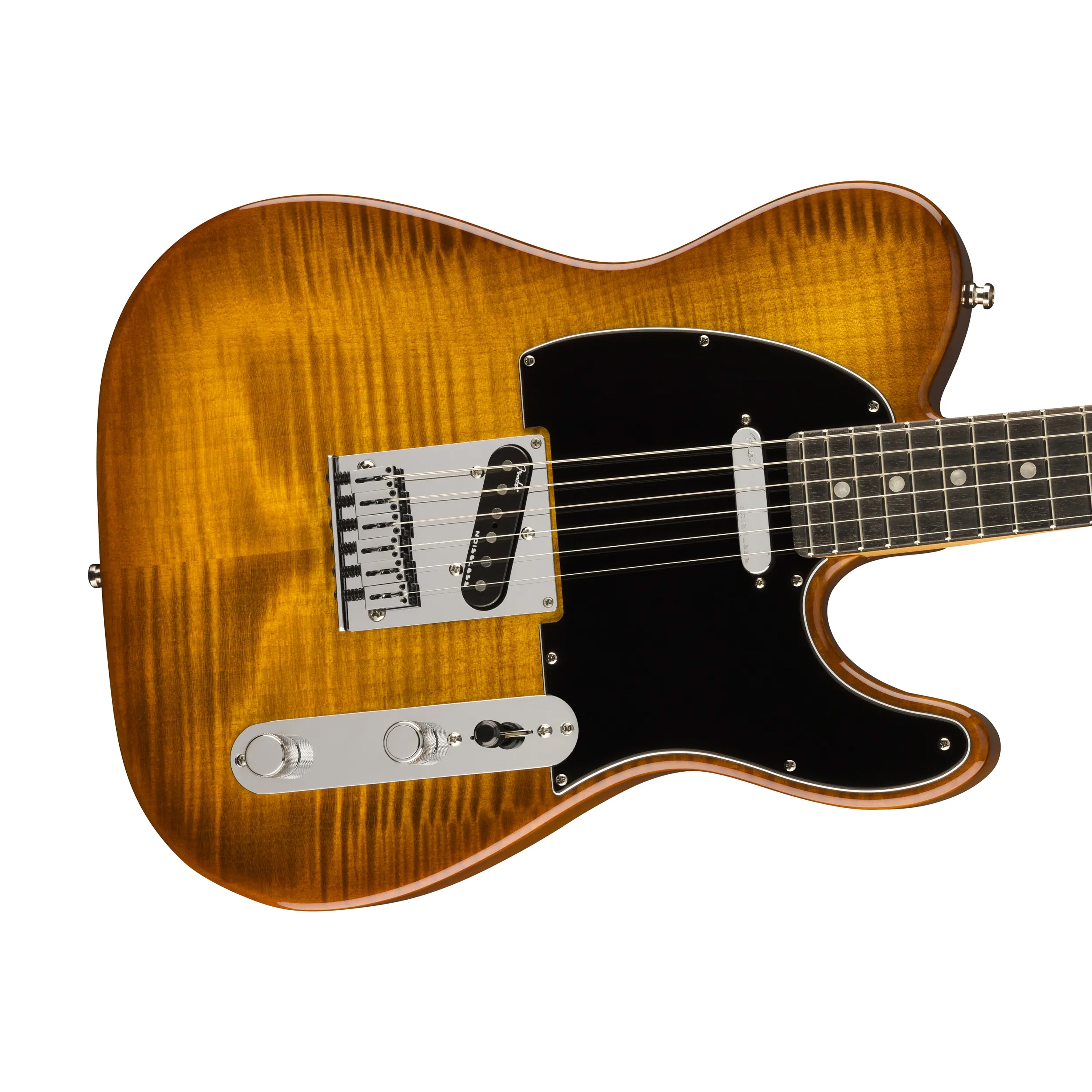 Fender American Ultra Limited Edition Telecaster Electric Guitar, Ebony FB, Tiger