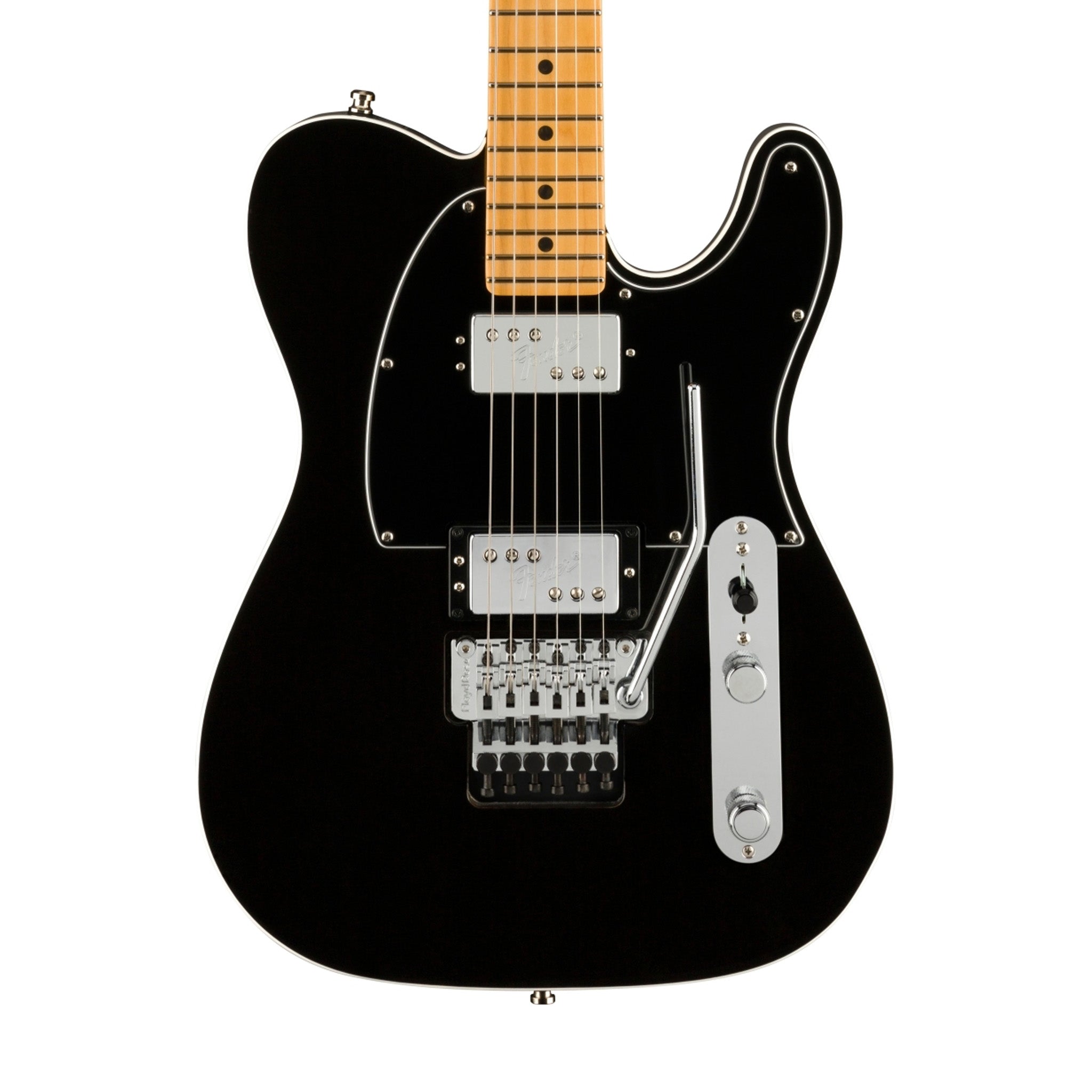 Fender American Ultra Luxe Telecaster Floyd Rose HH Electric Guitar, Maple FB, Mystic Black