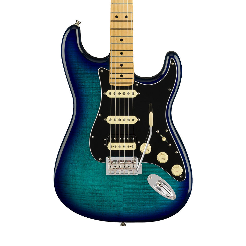 Fender Limited Edition Player HSS Stratocaster Plus Top Electric Guitar, Maple FB, Blue Burst