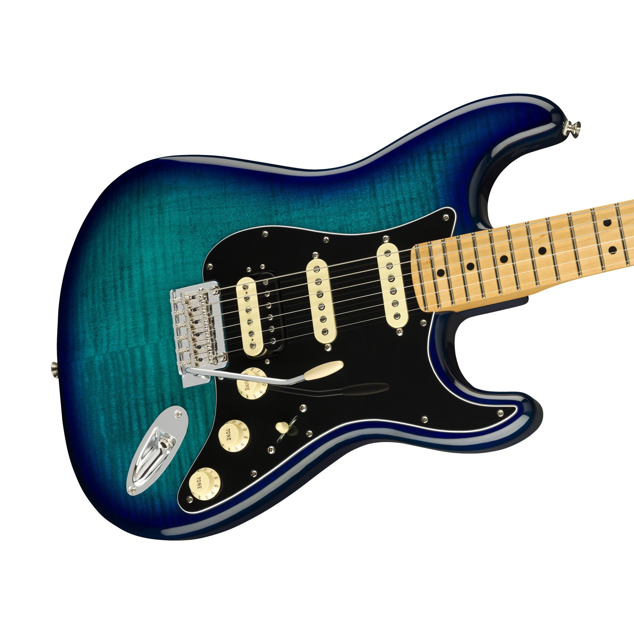 Fender Limited Edition Player HSS Stratocaster Plus Top Electric Guitar, Maple FB, Blue Burst