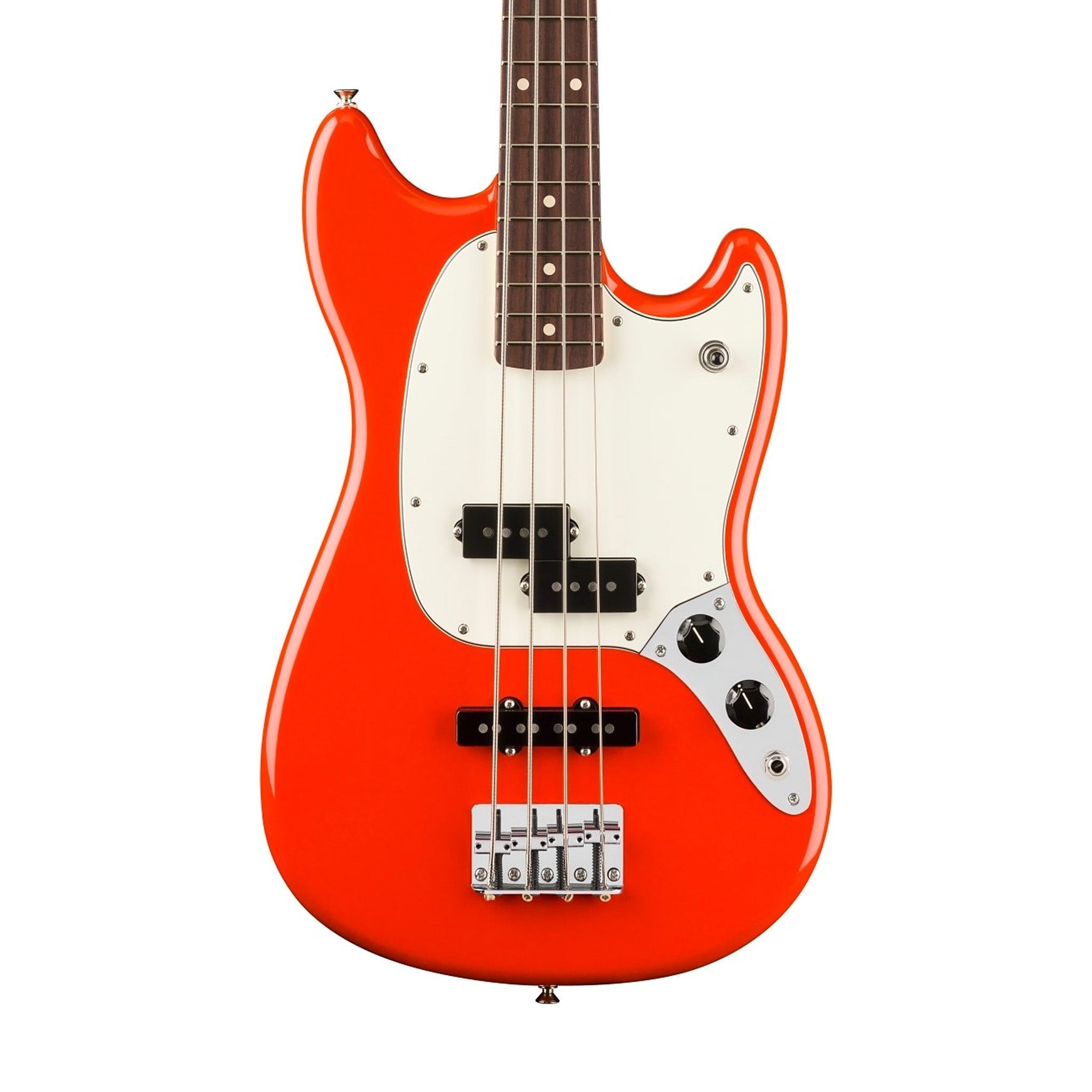 Fender Player II Mustang Bass PJ Guitar, RW FB, Coral Red | Zoso Music Sdn Bhd