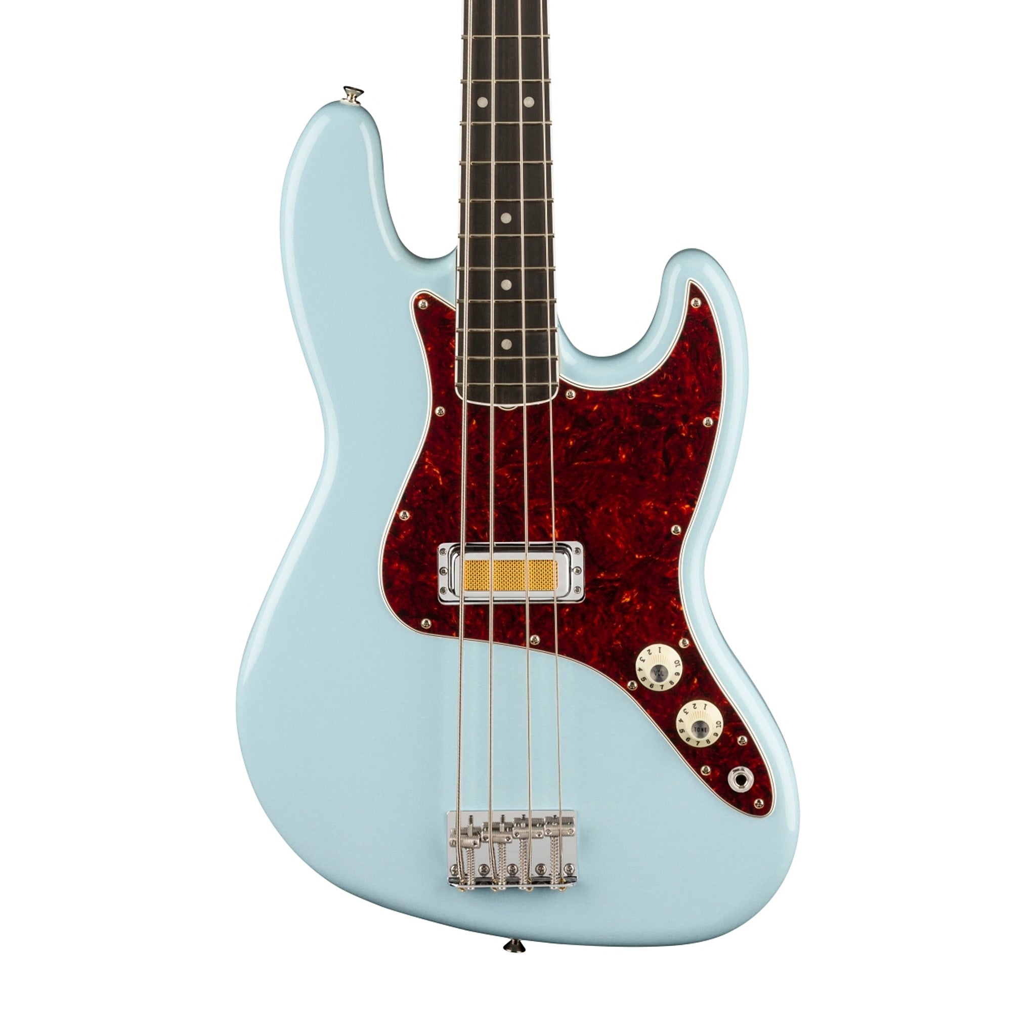 Fender Gold Foil Jazz Bass 4-String Bass Guitar, Ebony FB, Sonic Blue | Zoso Music Sdn Bhd