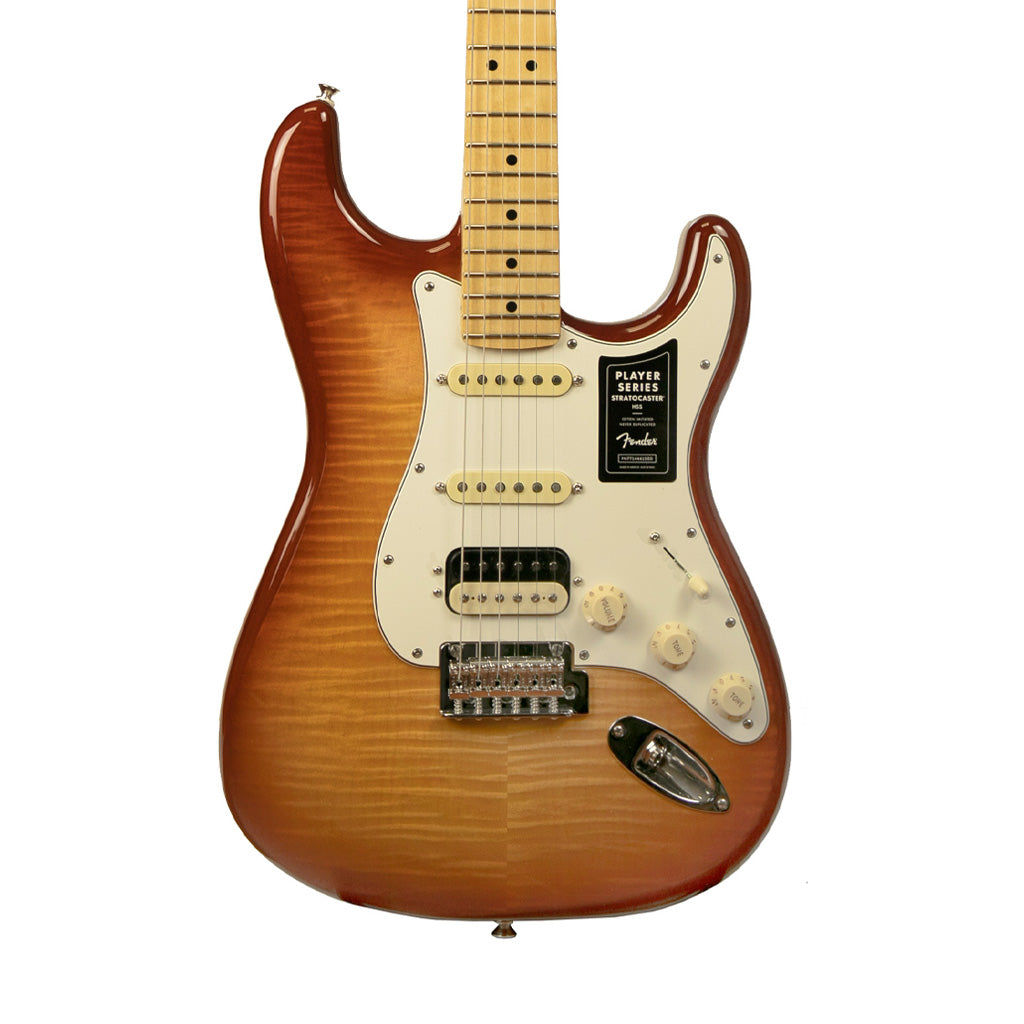 Fender Limited Edition Player Plus Top Stratocaster HSS Electric Guitar, Maple FB, Sienna Sunburst