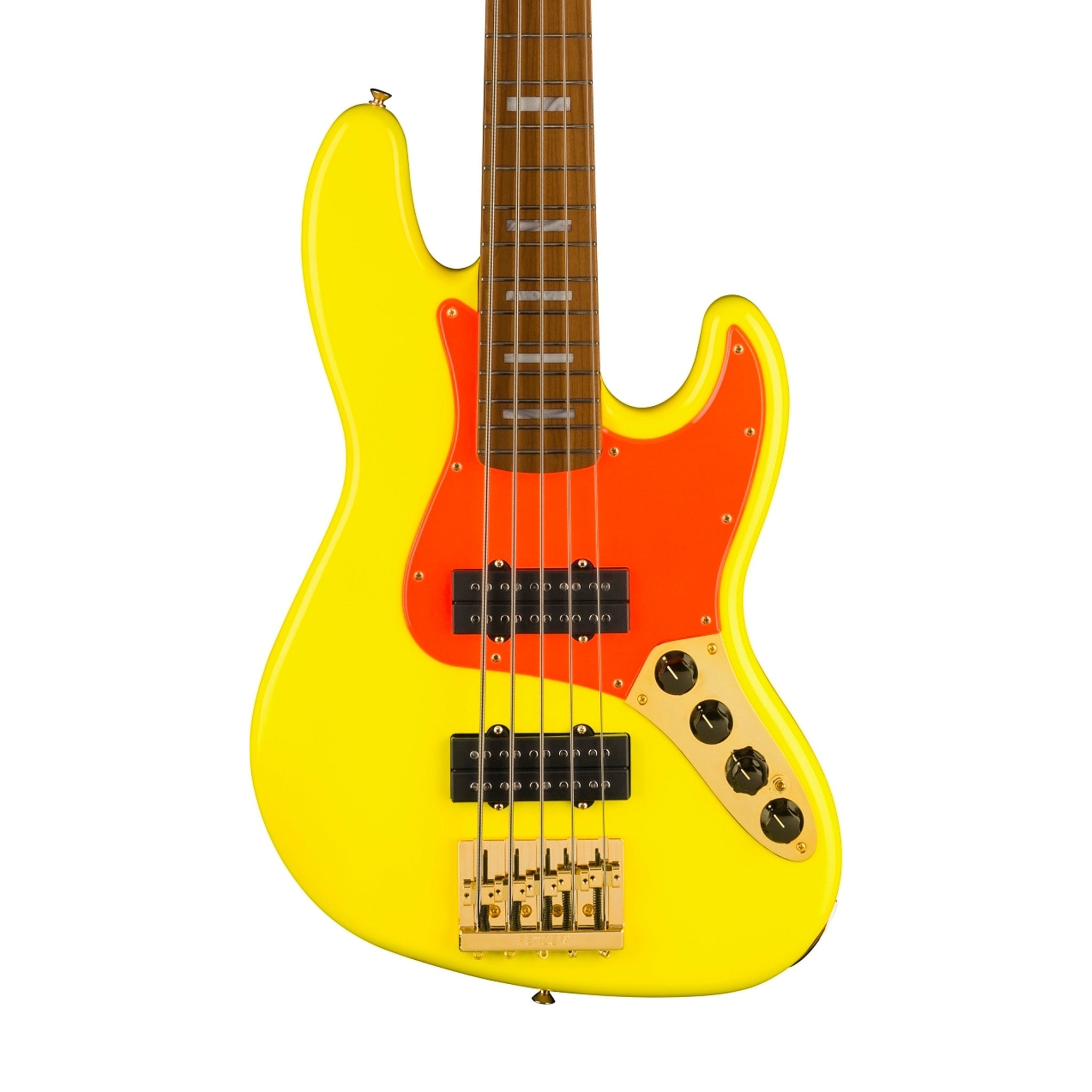 Fender MonoNeon Jazz Bass V Guitar, Fluorescent Yellow | Zoso Music Sdn Bhd