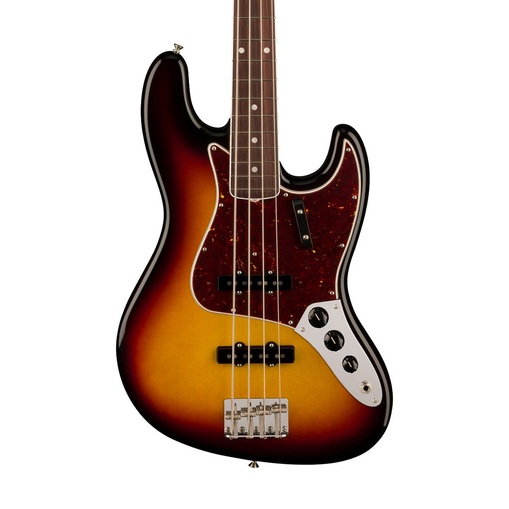 Fender American Vintage II 66 Jazz Bass Guitar, RW FB, 3-Tone Sunburst