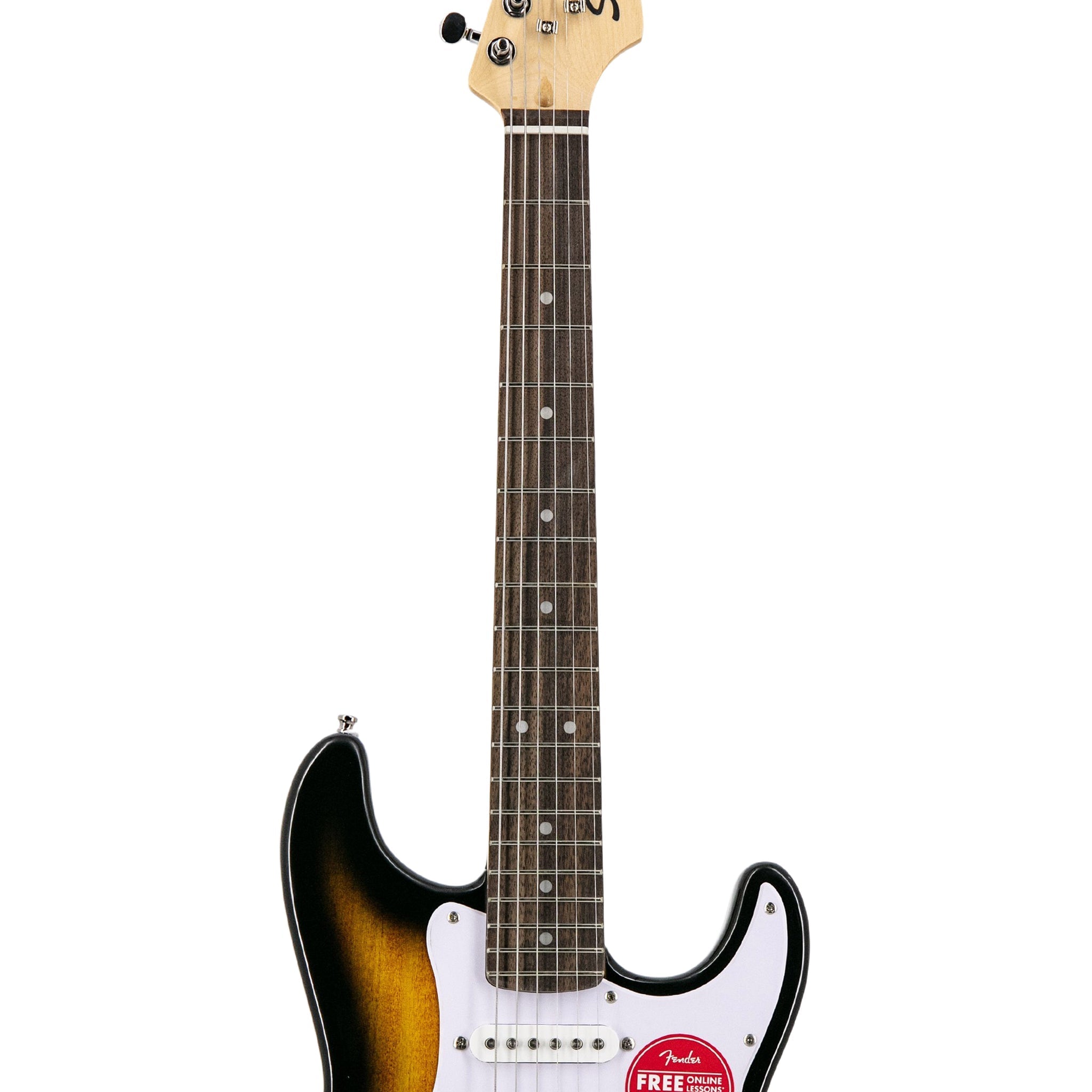 Squier FSR Mini Stratocaster Electric Guitar, Laurel FB, Brown Sunburst |  SQUIER BY FENDER |  ELECTRIC GUITAR |  Zoso Music