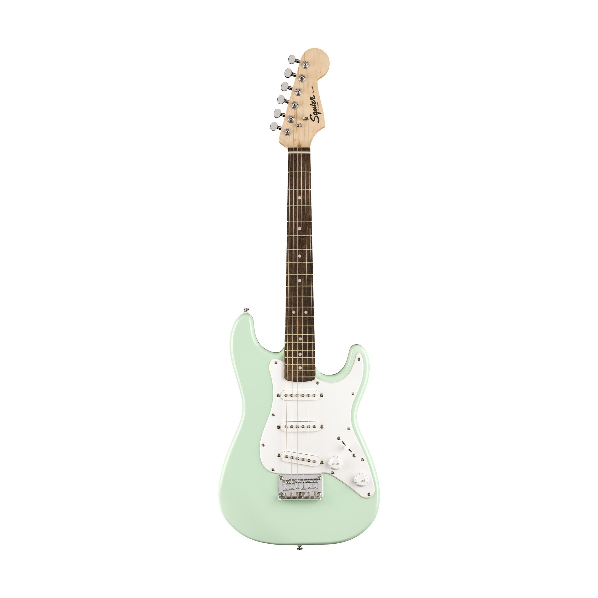 Squier FSR Mini Stratocaster Electric Guitar, Laurel FB, Surf Green |  SQUIER BY FENDER |  ELECTRIC GUITAR |  Zoso Music