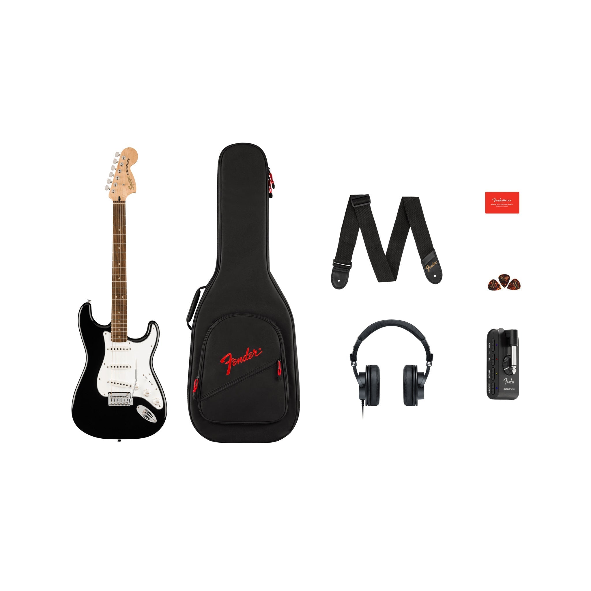 Squier Affinity Series Stratocaster Mustang Micro Pack |  SQUIER BY FENDER |  BASS GUITAR |  Zoso Music