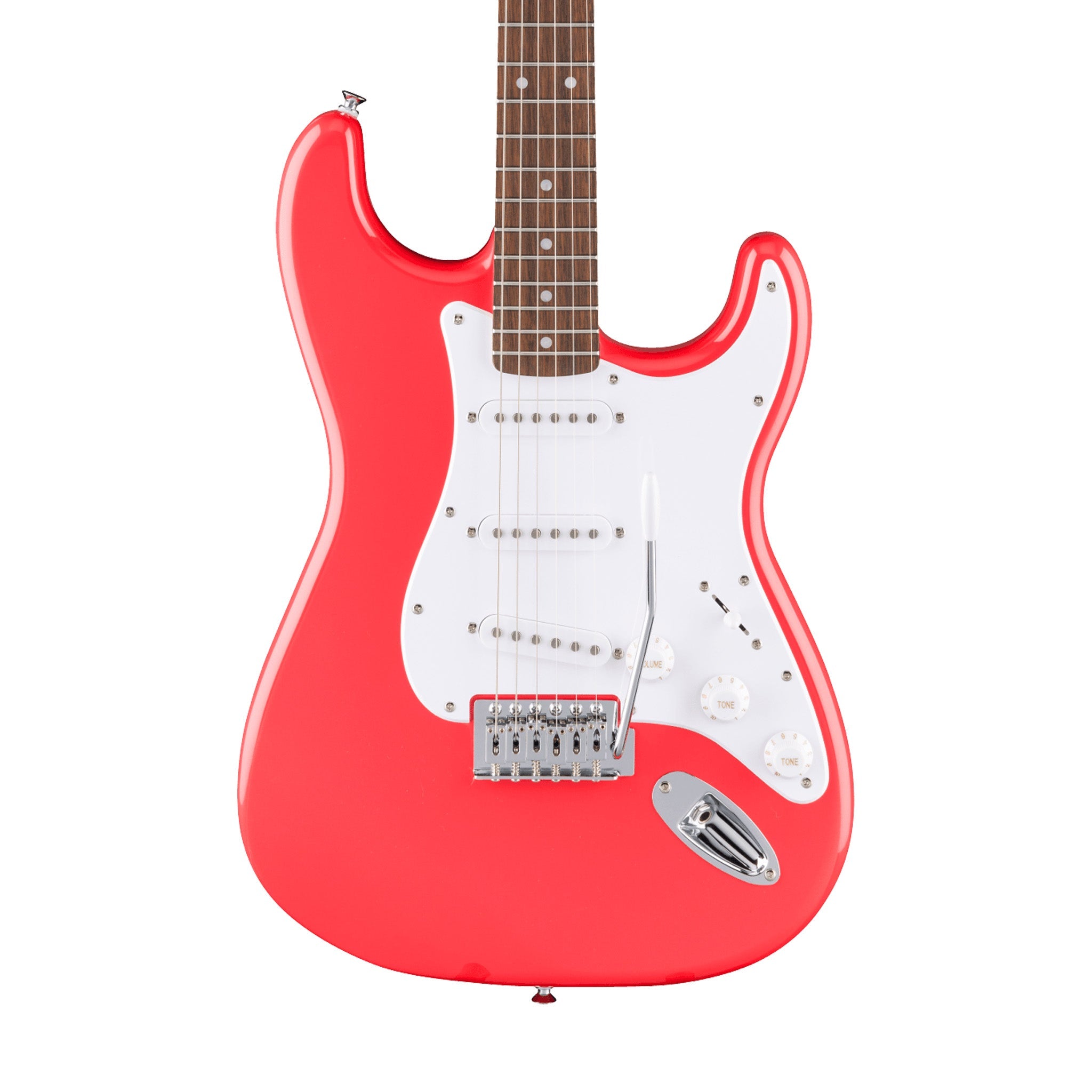 Squier FSR Sonic Stratocaster Electric Guitar w/White Pickguard, Laurel FB, Fiesta Red | Zoso Music Sdn Bhd