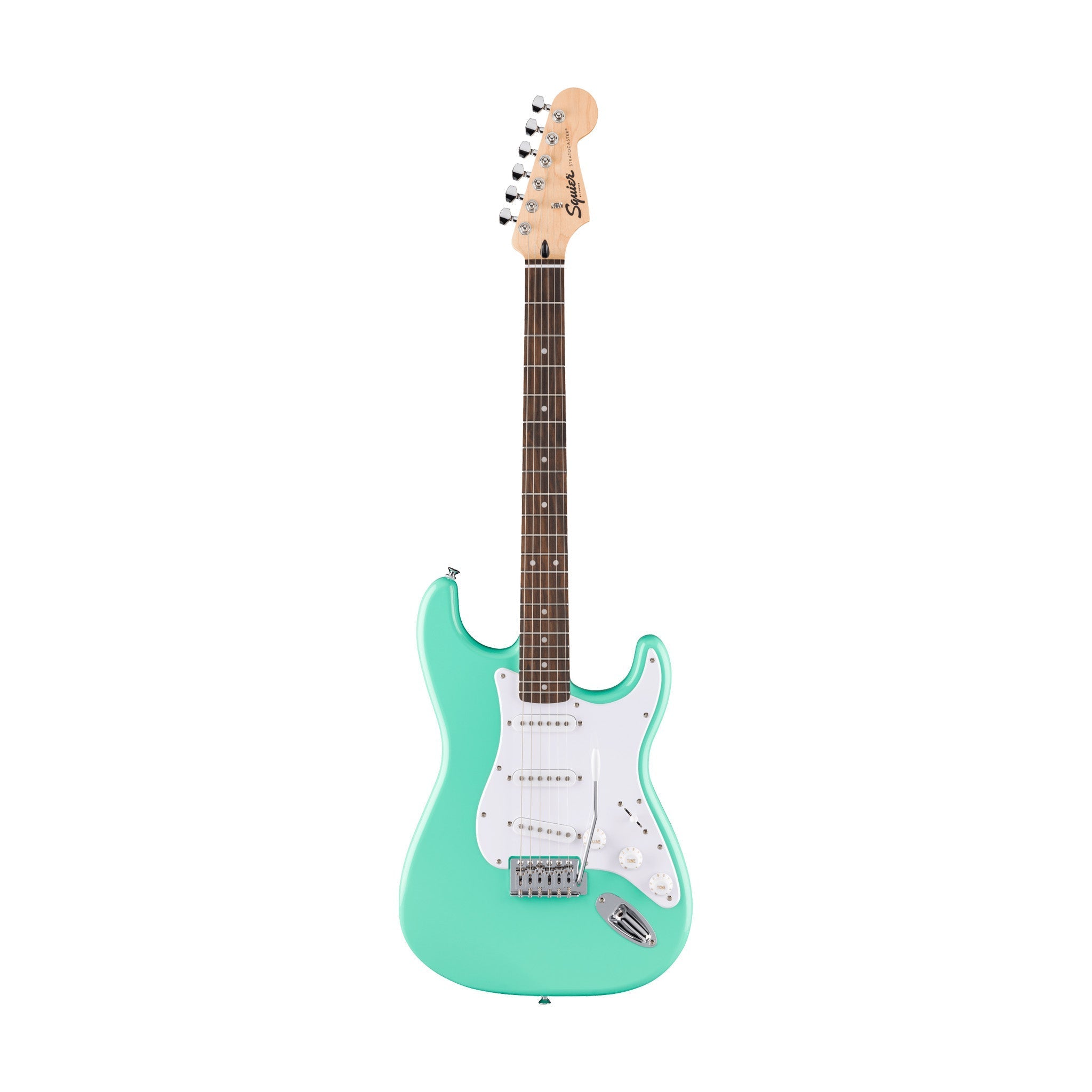 Squier FSR Sonic Stratocaster Electric Guitar w/White Pickguard, Laurel FB, Sea Foam Green |  SQUIER BY FENDER |  ELECTRIC GUITAR |  Zoso Music