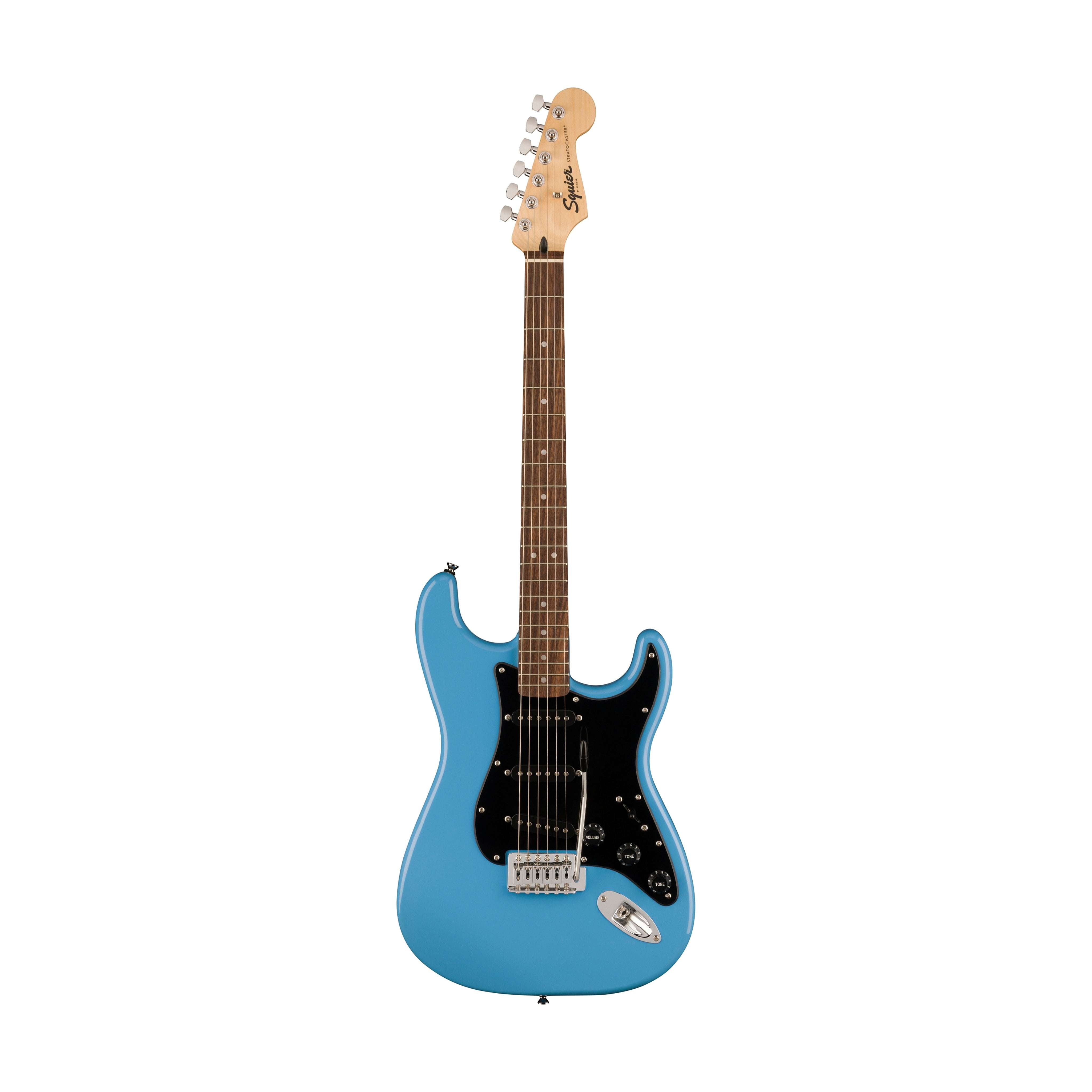 Squier Sonic Stratocaster Electric Guitar Bundle w/Black Pickguard, Laurel FB, California Blue