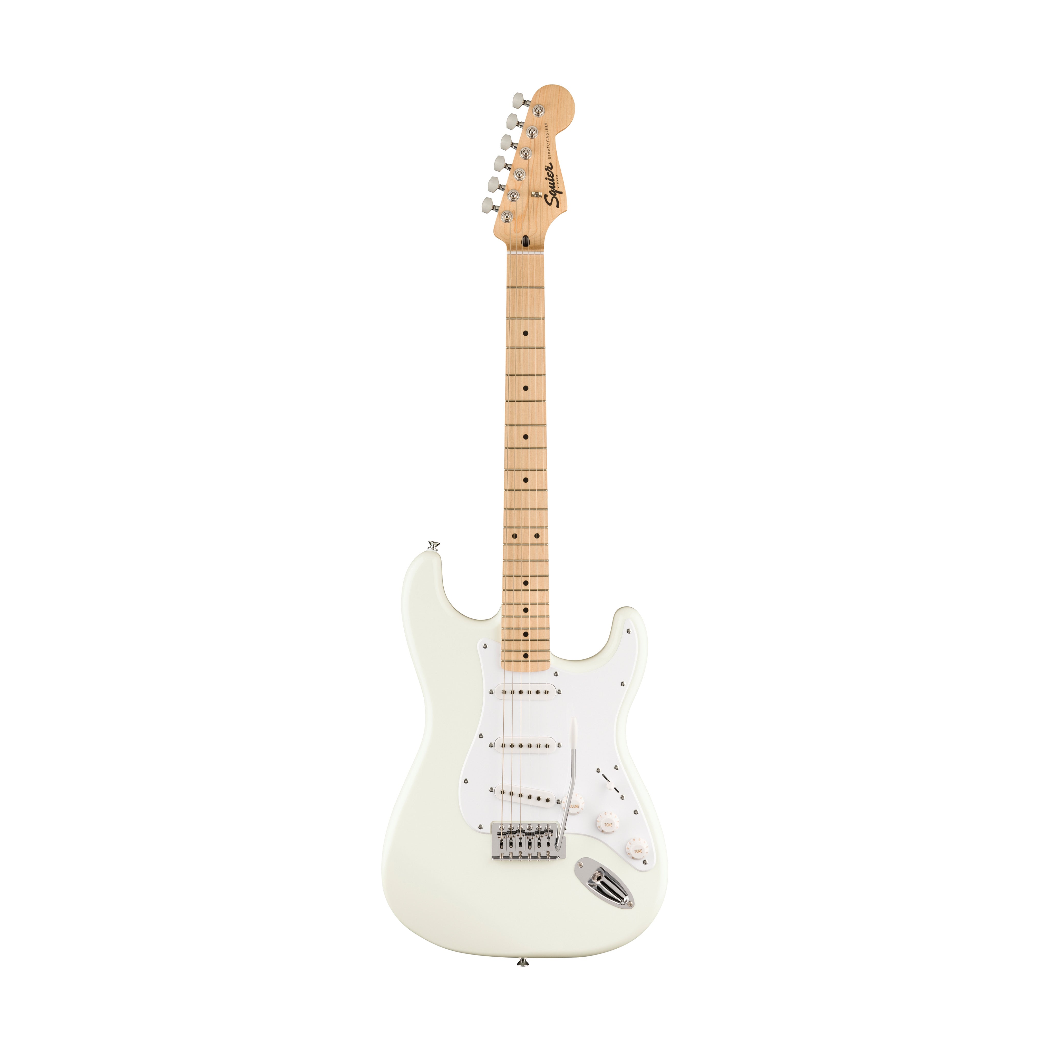 Squier FSR Sonic Stratocaster Electric Guitar w/White Pickguard, Maple FB, Arctic White |  SQUIER BY FENDER |  ELECTRIC GUITAR |  Zoso Music