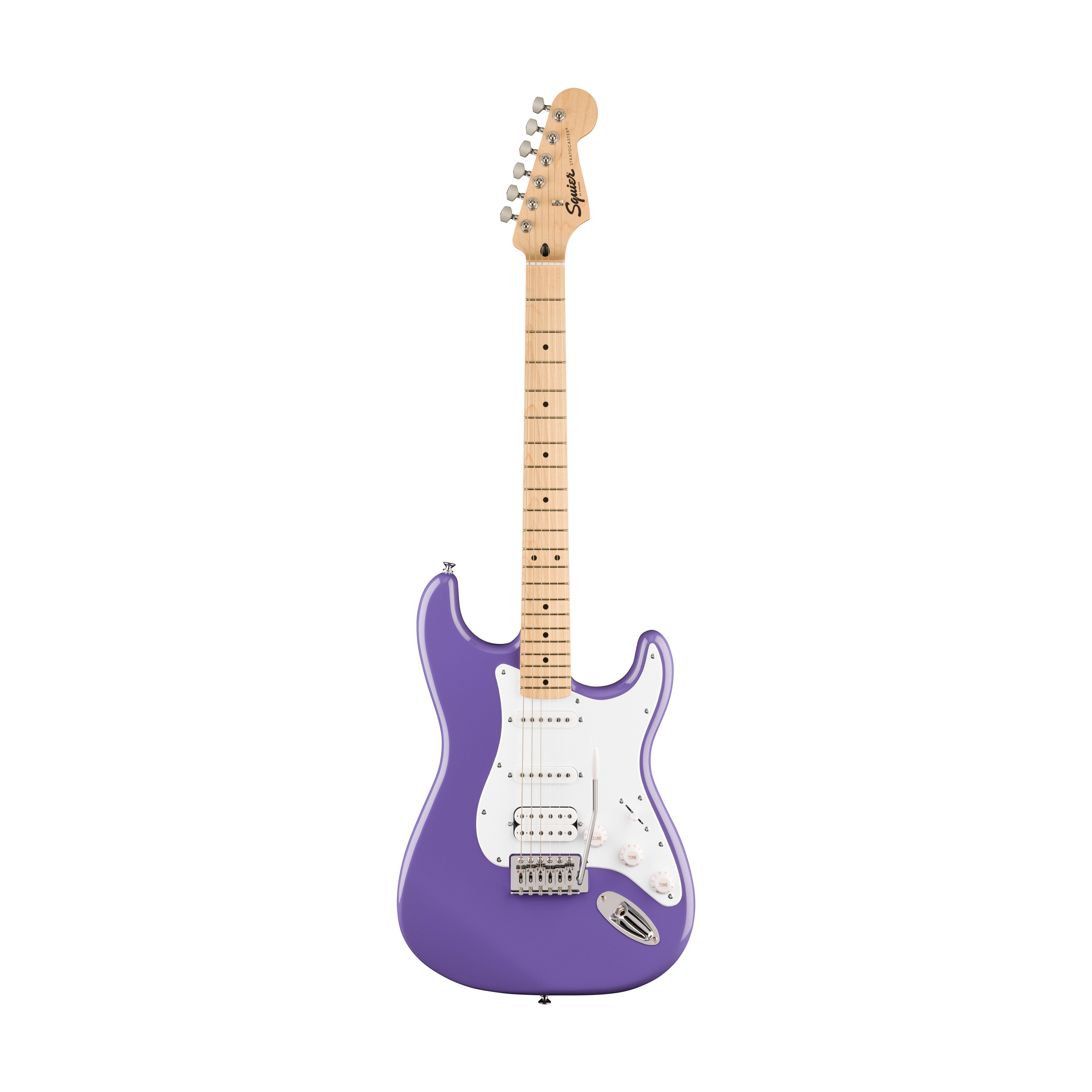 Squier FSR Sonic Stratocaster HSS Electric Guitar w/White Pickguard, Maple FB, Ultraviolet |  SQUIER BY FENDER |  ELECTRIC GUITAR |  Zoso Music