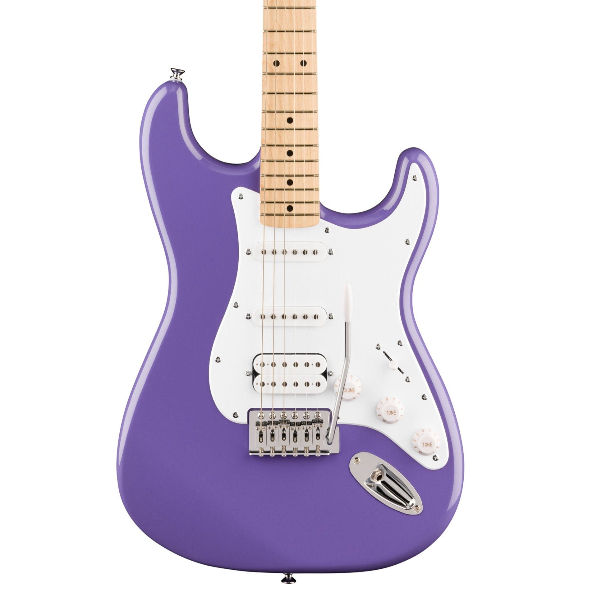 Squier FSR Sonic Stratocaster HSS Electric Guitar w/White Pickguard, Maple FB, Ultraviolet | Zoso Music Sdn Bhd