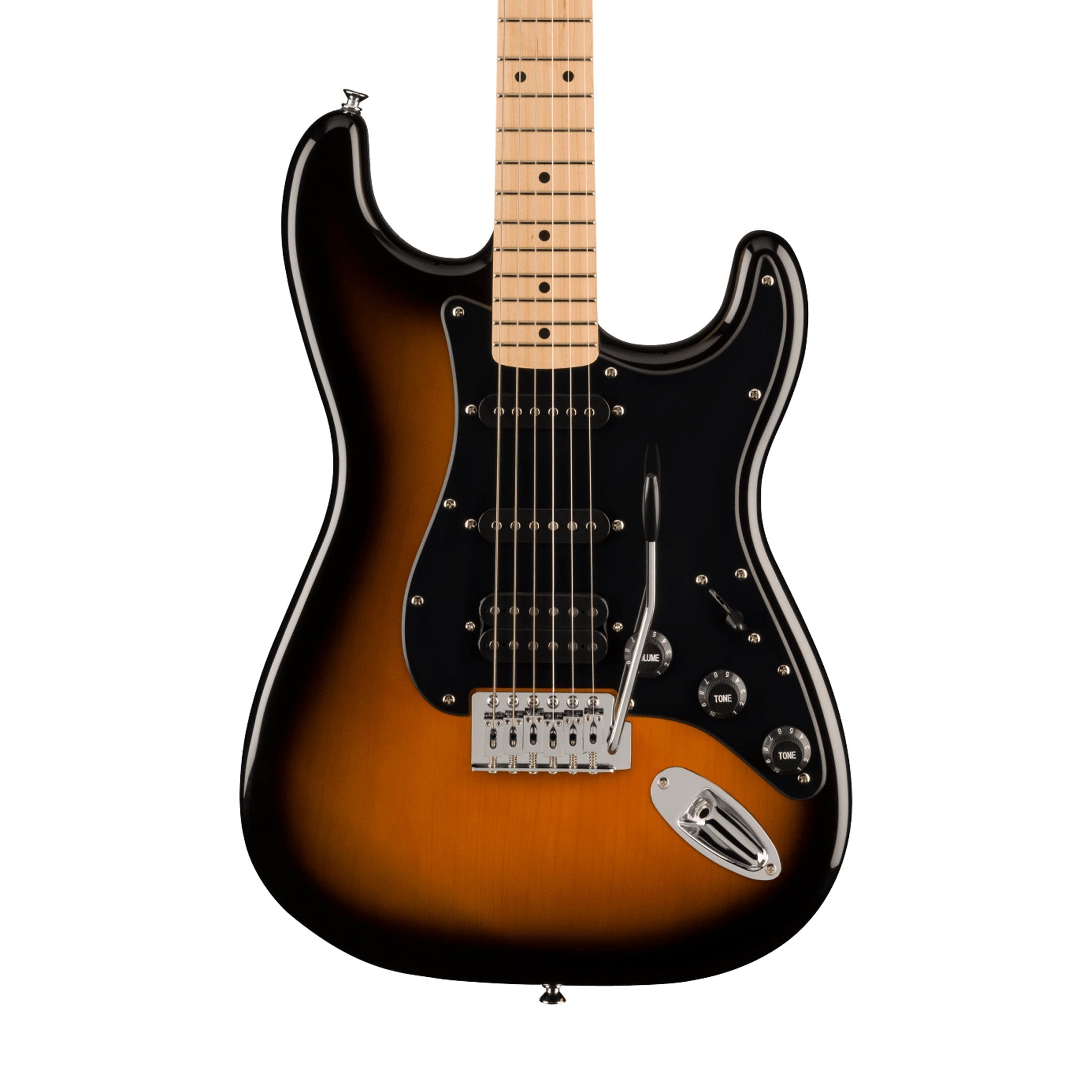 Squier FSR Sonic Stratocaster HSS Electric Guitar w/Black Pickguard, Maple FB, 2-Color Sunburst |  SQUIER BY FENDER |  ELECTRIC GUITAR |  Zoso Music