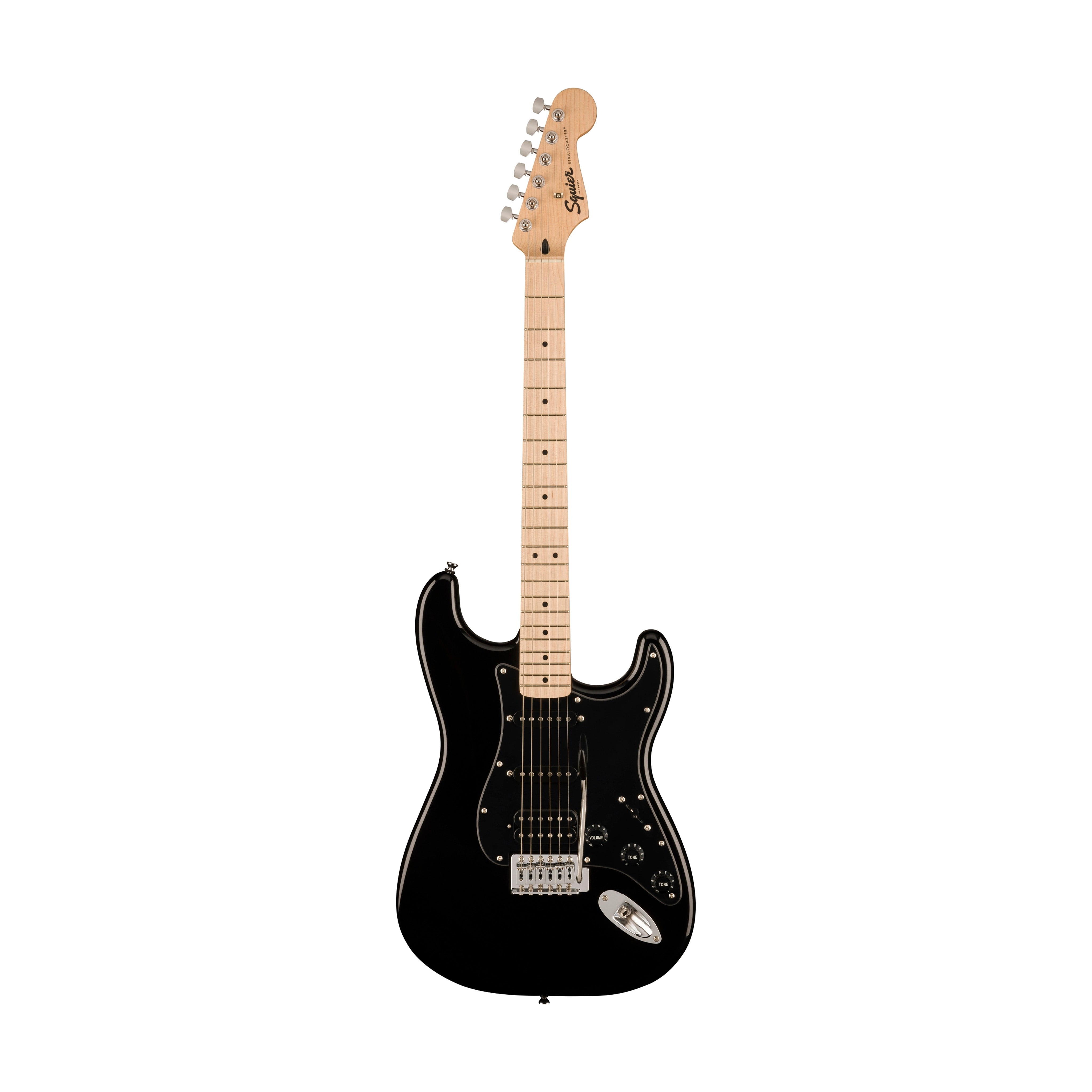 Squier Sonic Stratocaster HSS Electric Guitar w/Black Pickguard, Maple FB, Black |  SQUIER BY FENDER |  ELECTRIC GUITAR |  Zoso Music