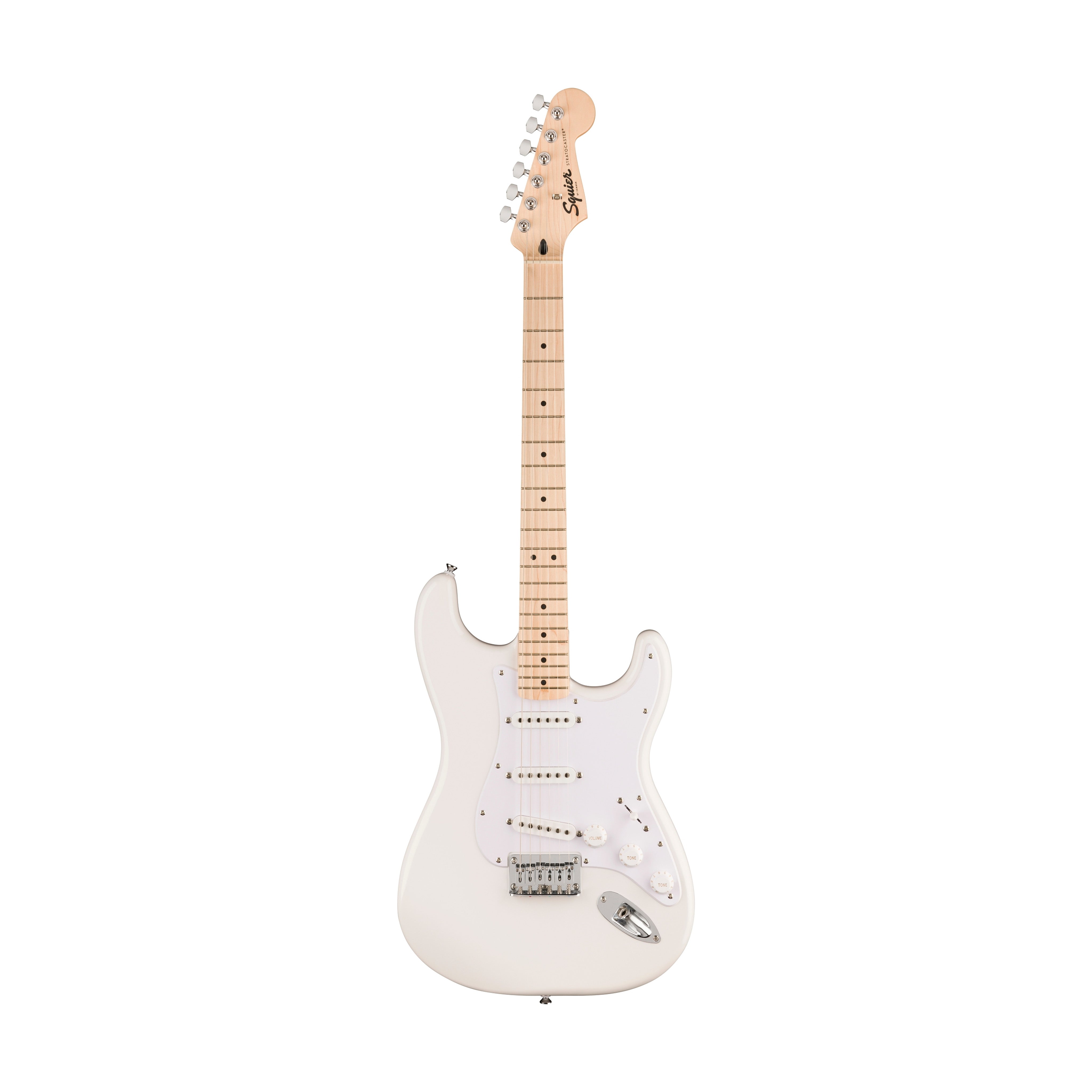 Squier Sonic Stratocaster HT Electric Guitar w/White Pickguard, Maple FB, Arctic White