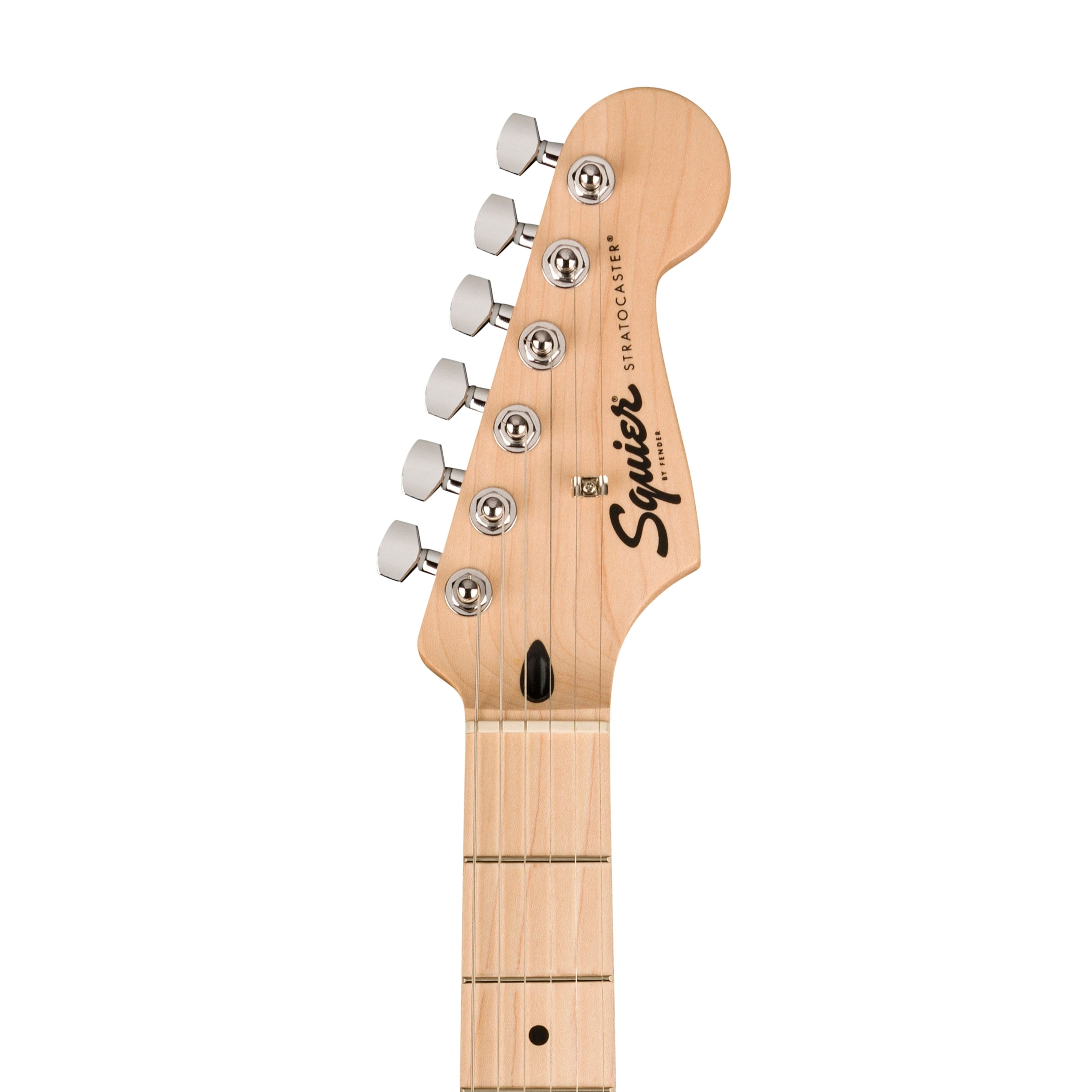 Squier Sonic Stratocaster HT H Electric Guitar Bundle w/White Pickguard, Maple FB, Flash Pink