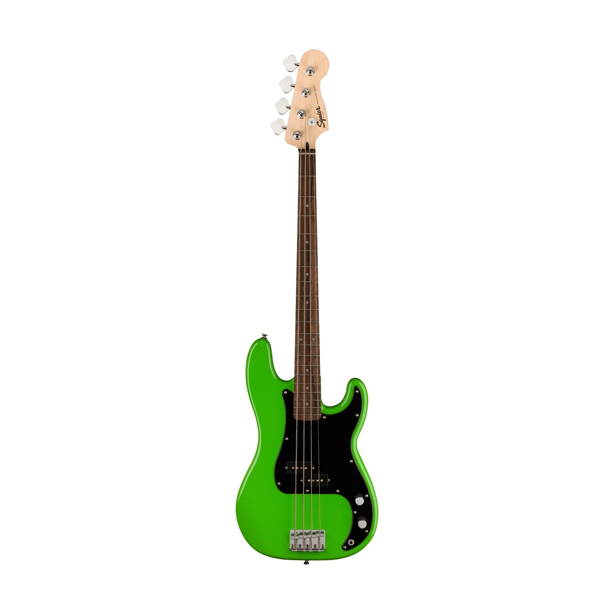 Squier Limited Edition Sonic Precision Bass Guitar w/Black Pickguard, Laurel FB, Lime Green |  SQUIER BY FENDER |  ELECTRIC GUITAR |  Zoso Music