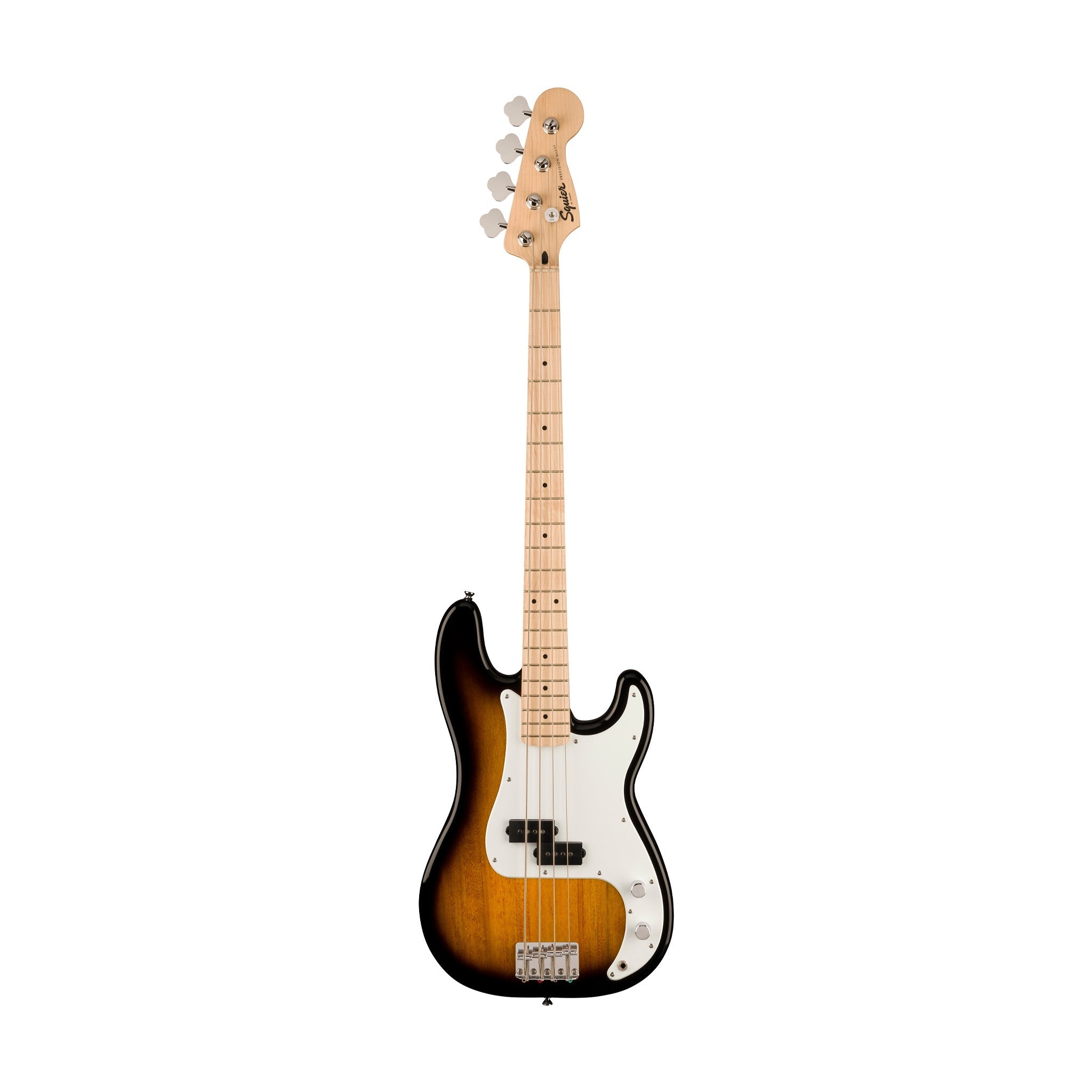 Squier Sonic Precision Bass Guitar w/White Pickguard, Maple FB, 2-Color Sunburst