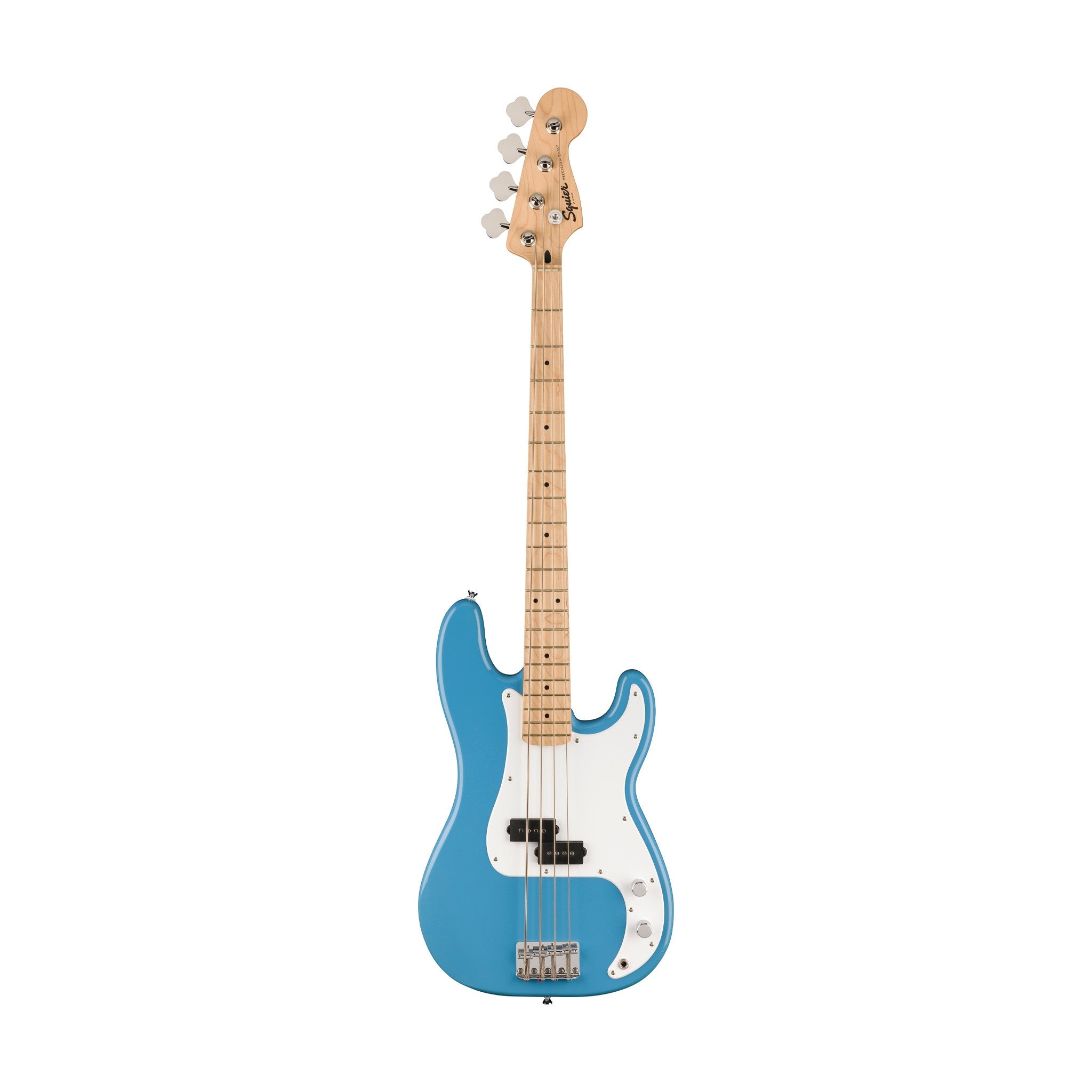 Squier Sonic Precision Bass Guitar Bundle w/White Pickguard, Maple FB, California Blue