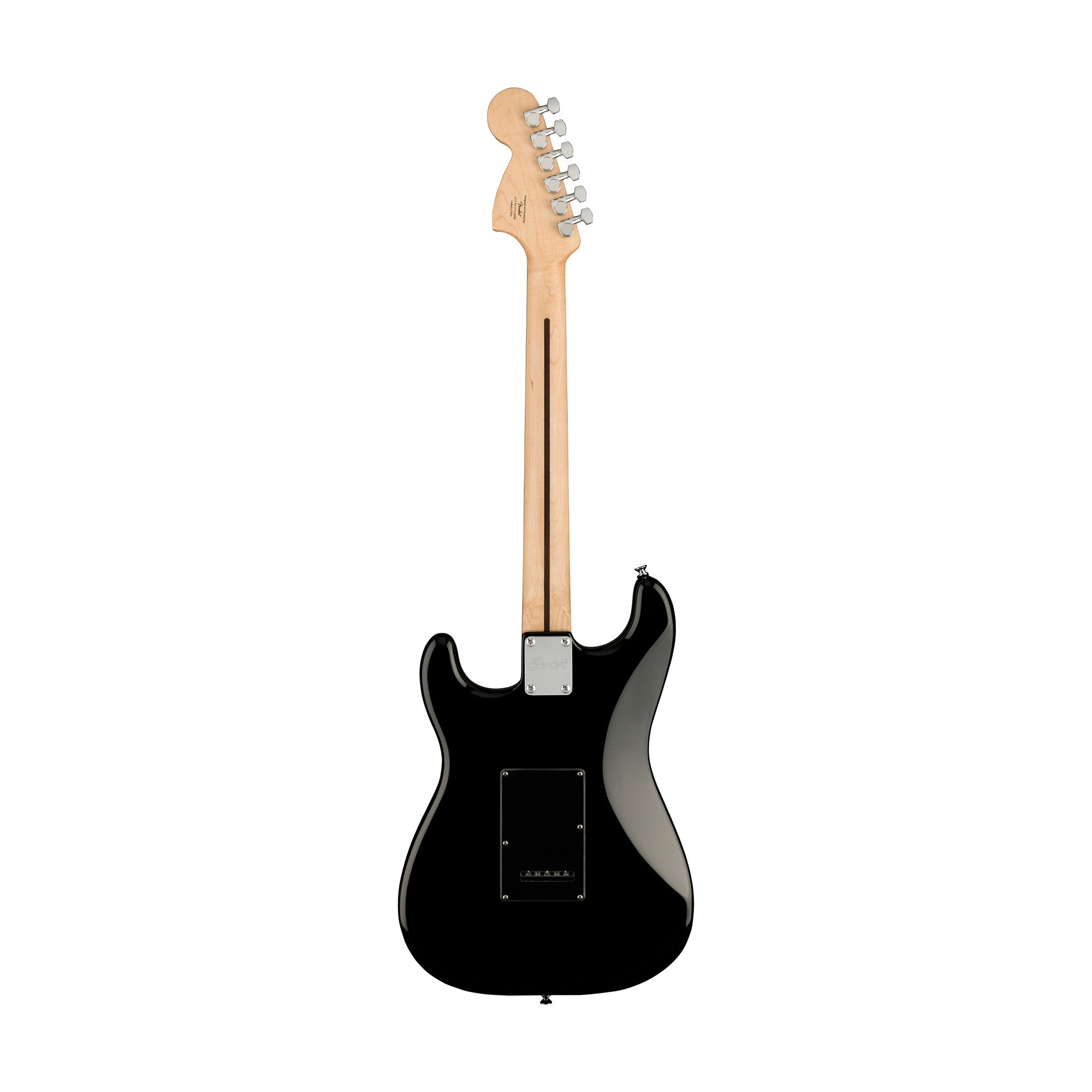 Squier FSR Affinity Series Stratocaster Electric Guitar w/Black Pearloid Pickguard, Laurel FB, Black