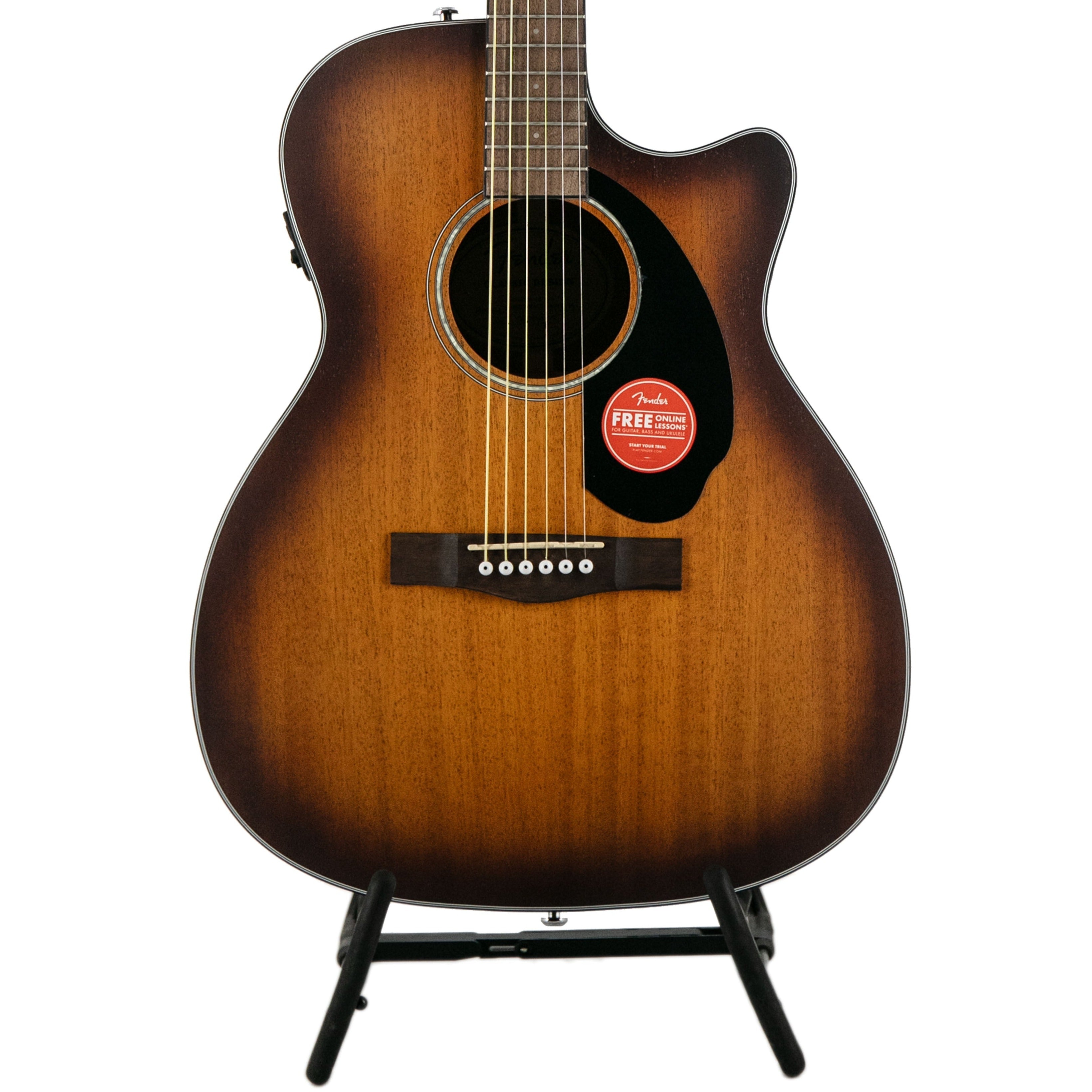 Fender Limited Edition CC-60SCE All-Mahogany Acoustic Guitar, Satin Aged Cognac Burst | Zoso Music Sdn Bhd