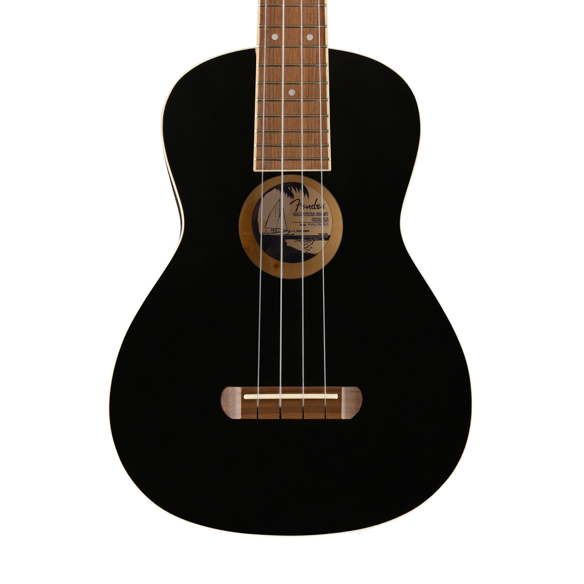Fender Avalon Tenor Ukulele, Walnut FB, Black