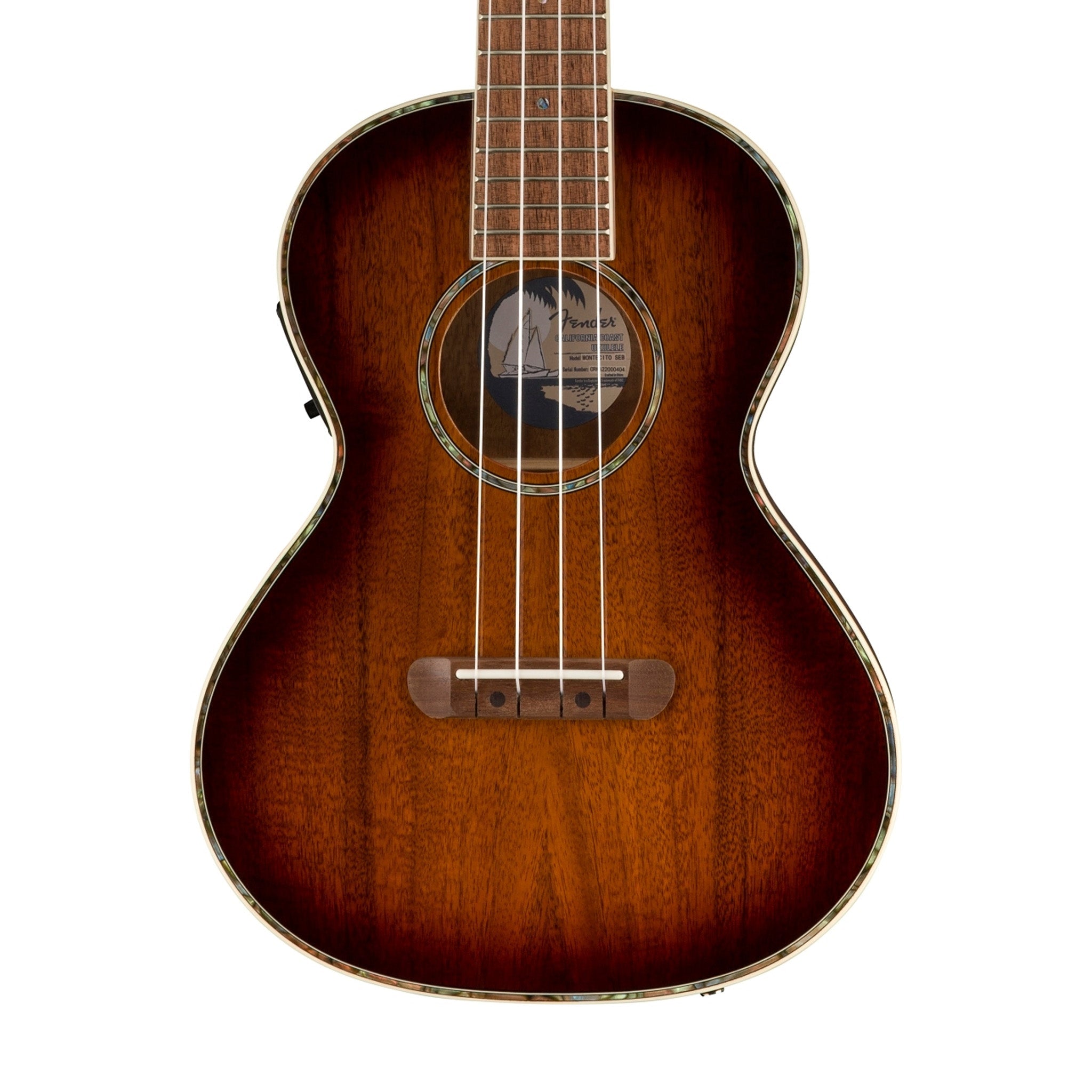 Fender Montecito Tenor Acoustic-Electric Ukulele w/Bag, Walnut FB, Shaded Edge Burst