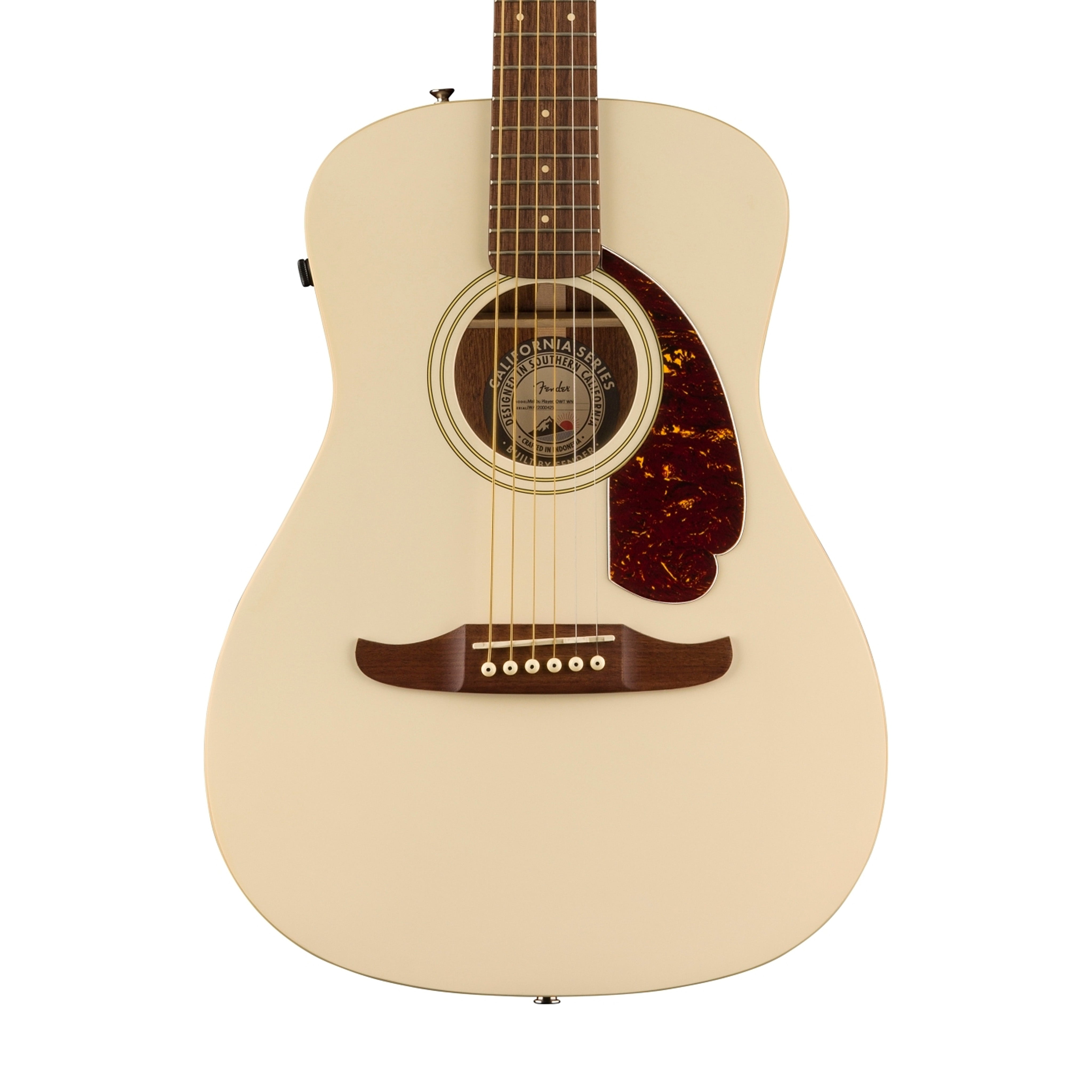 Fender California Malibu Player Small-Bodied Acoustic Guitar, Walnut FB, Olympic White | Zoso Music Sdn Bhd