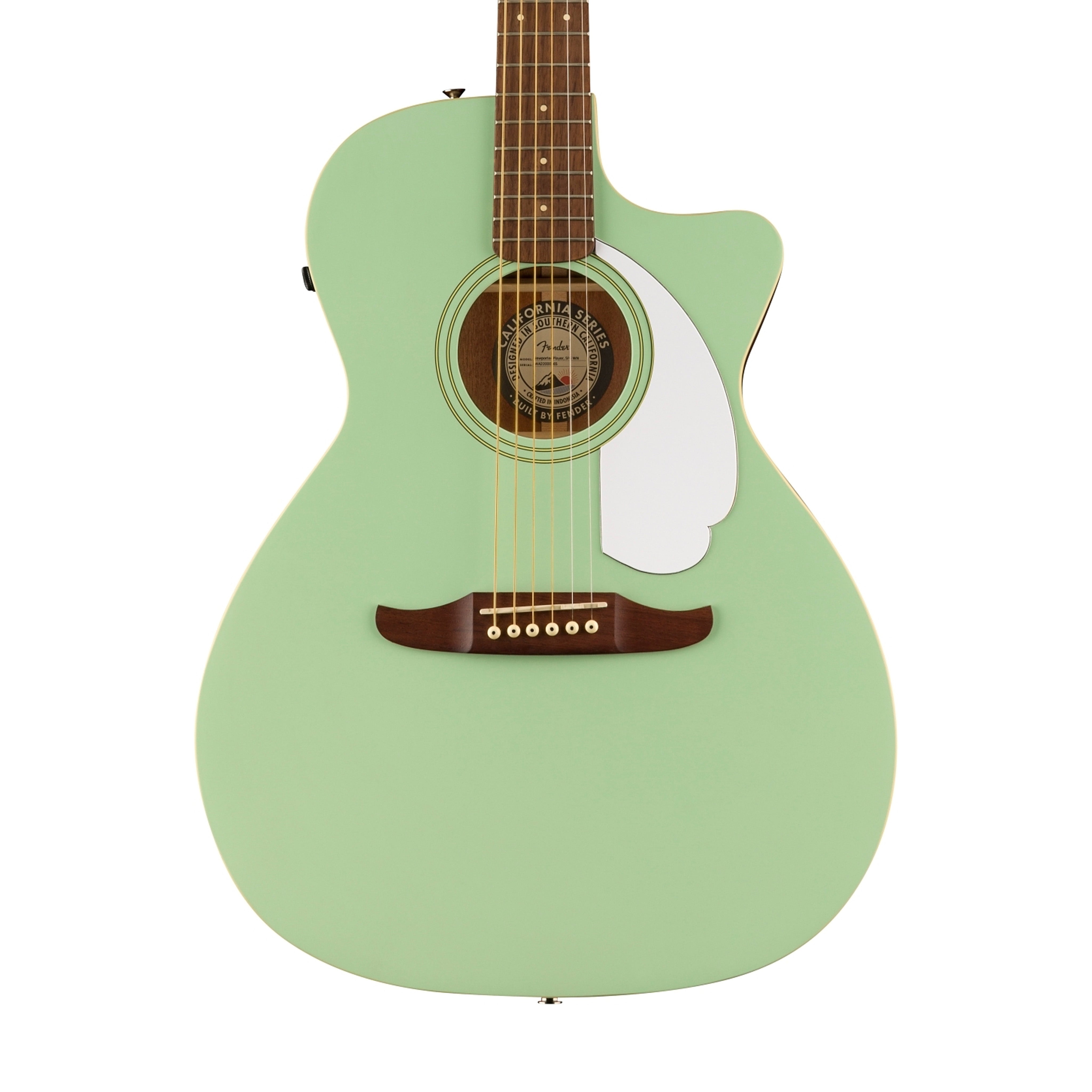 Fender California Newporter Player Medium-Sized Acoustic Guitar, Walnut FB, Surf Green | Zoso Music Sdn Bhd