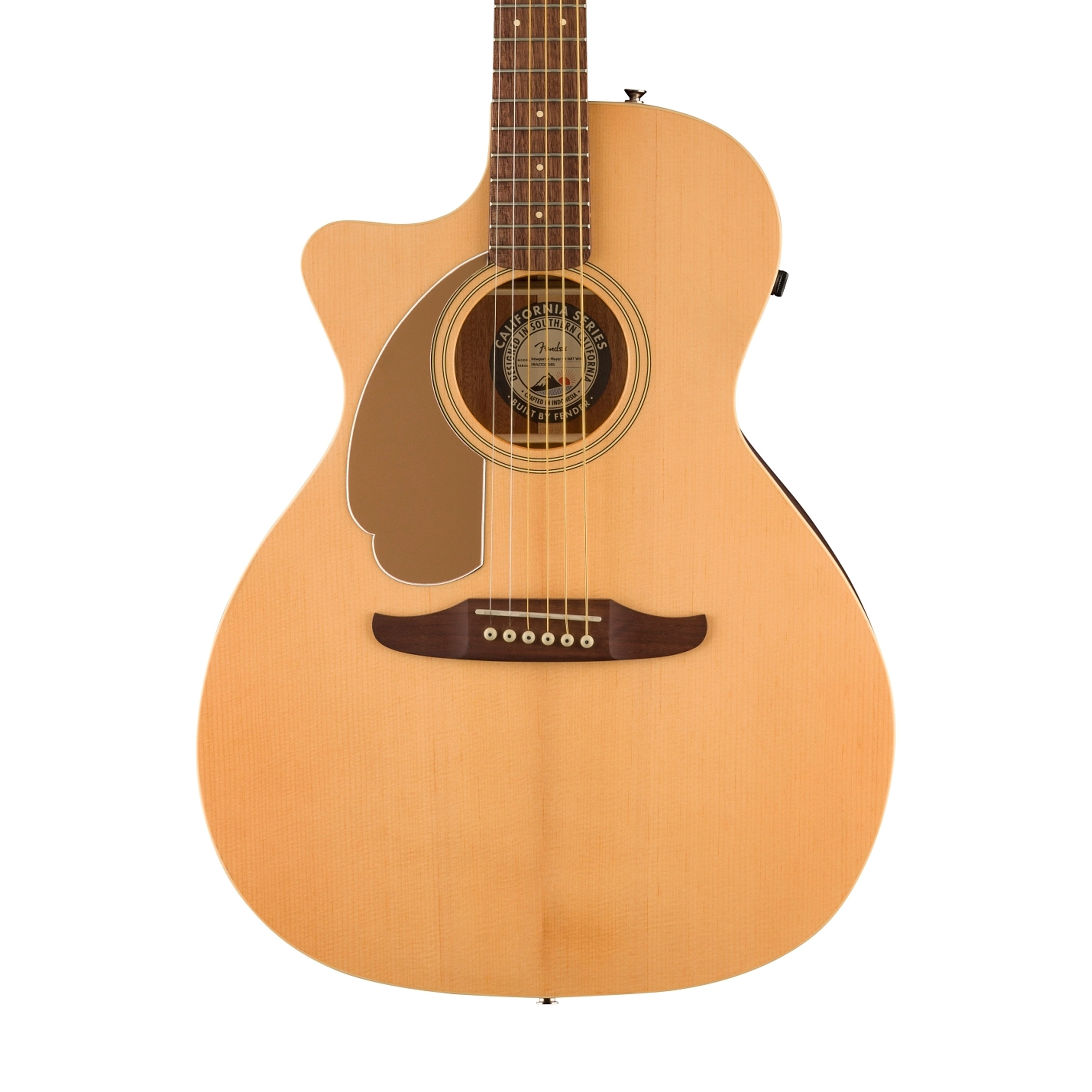 Fender California Newporter Player Left-Handed Medium-Sized Acoustic Guitar, Walnut FB, Natural | Zoso Music Sdn Bhd