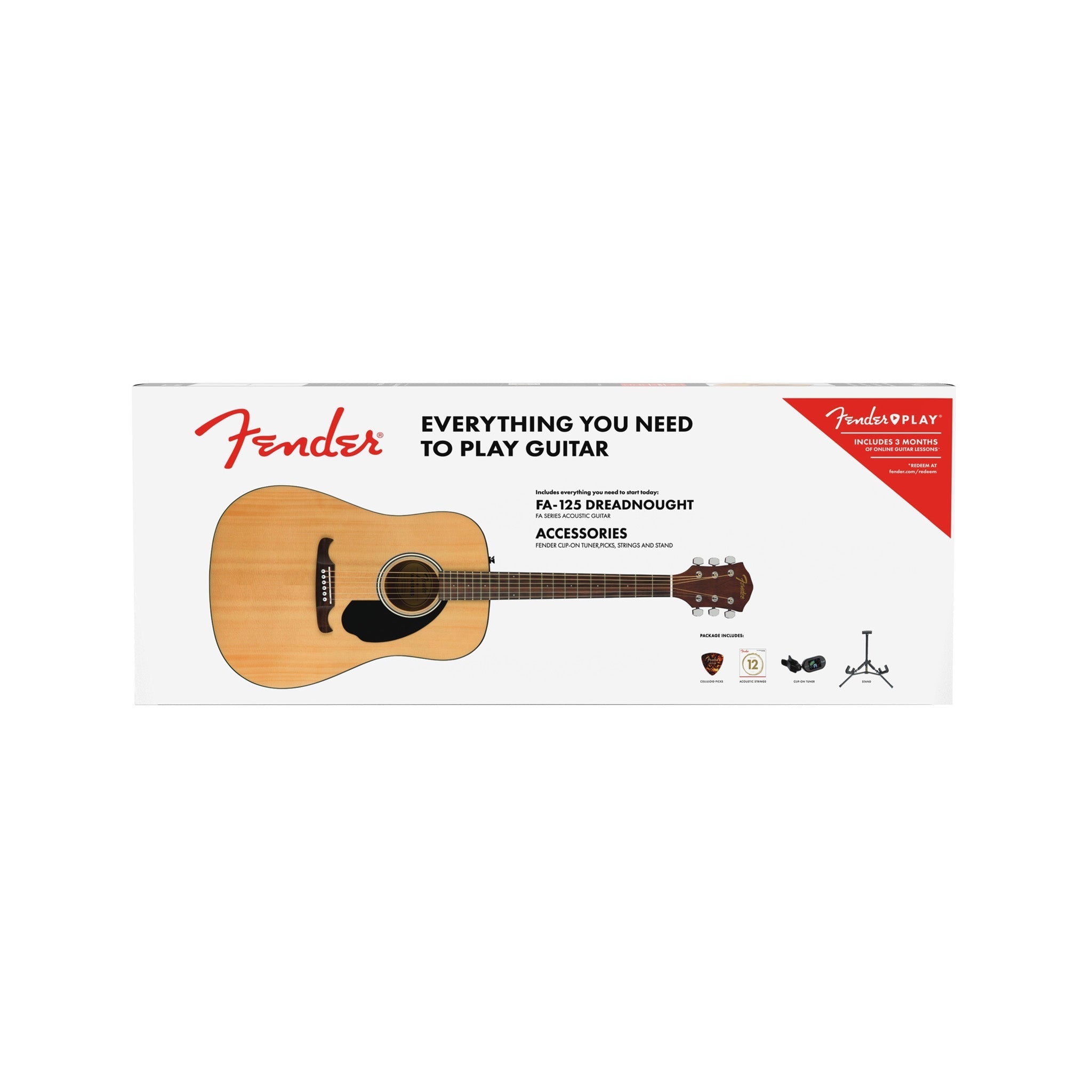 Fender FA-125 Dreadnought Acoustic Pack, Natural |  FENDER |  ACOUSTIC GUITAR |  Zoso Music