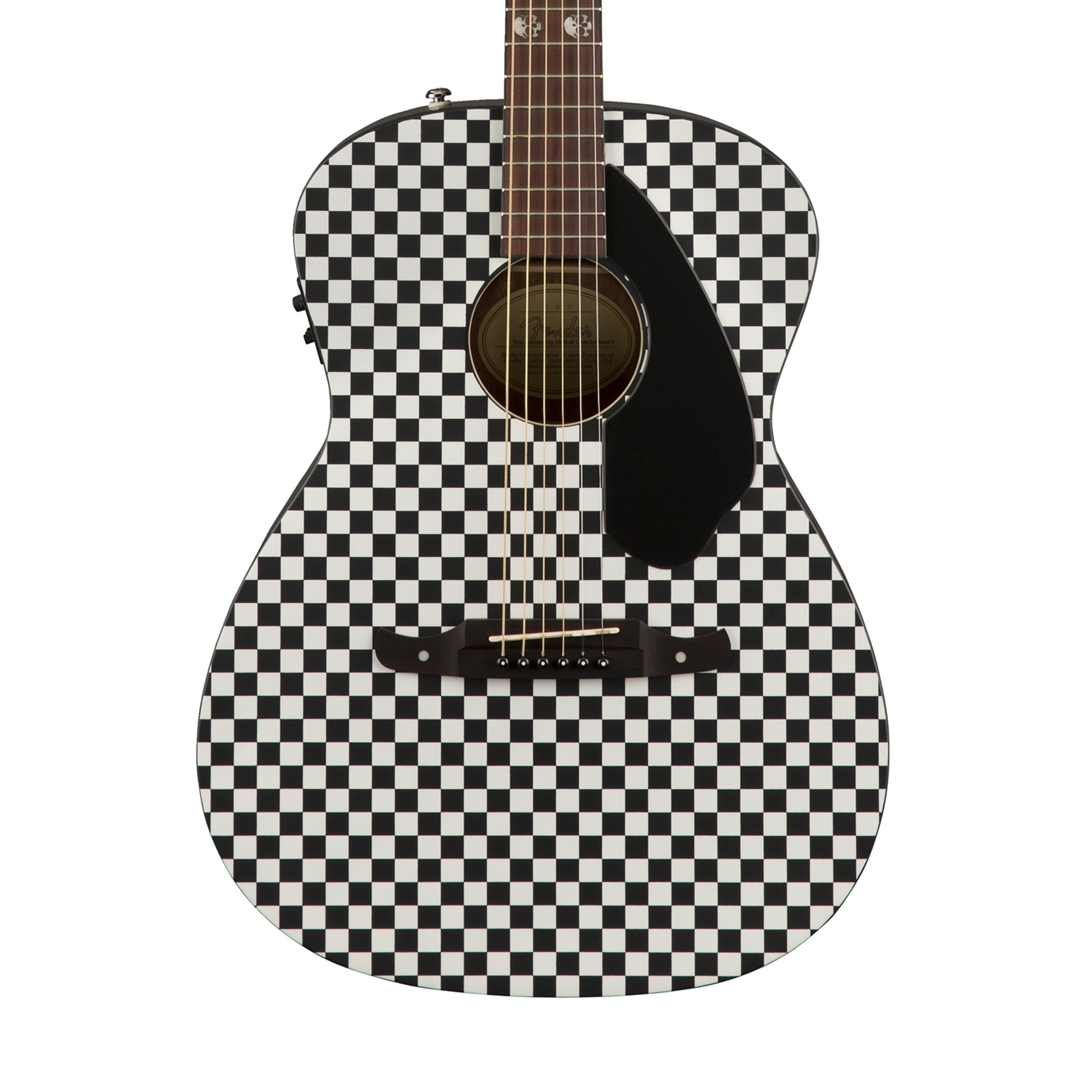 Fender Tim Armstrong Hellcat Acoustic Guitar w/Black Pickguard, Checkerboard | Zoso Music Sdn Bhd